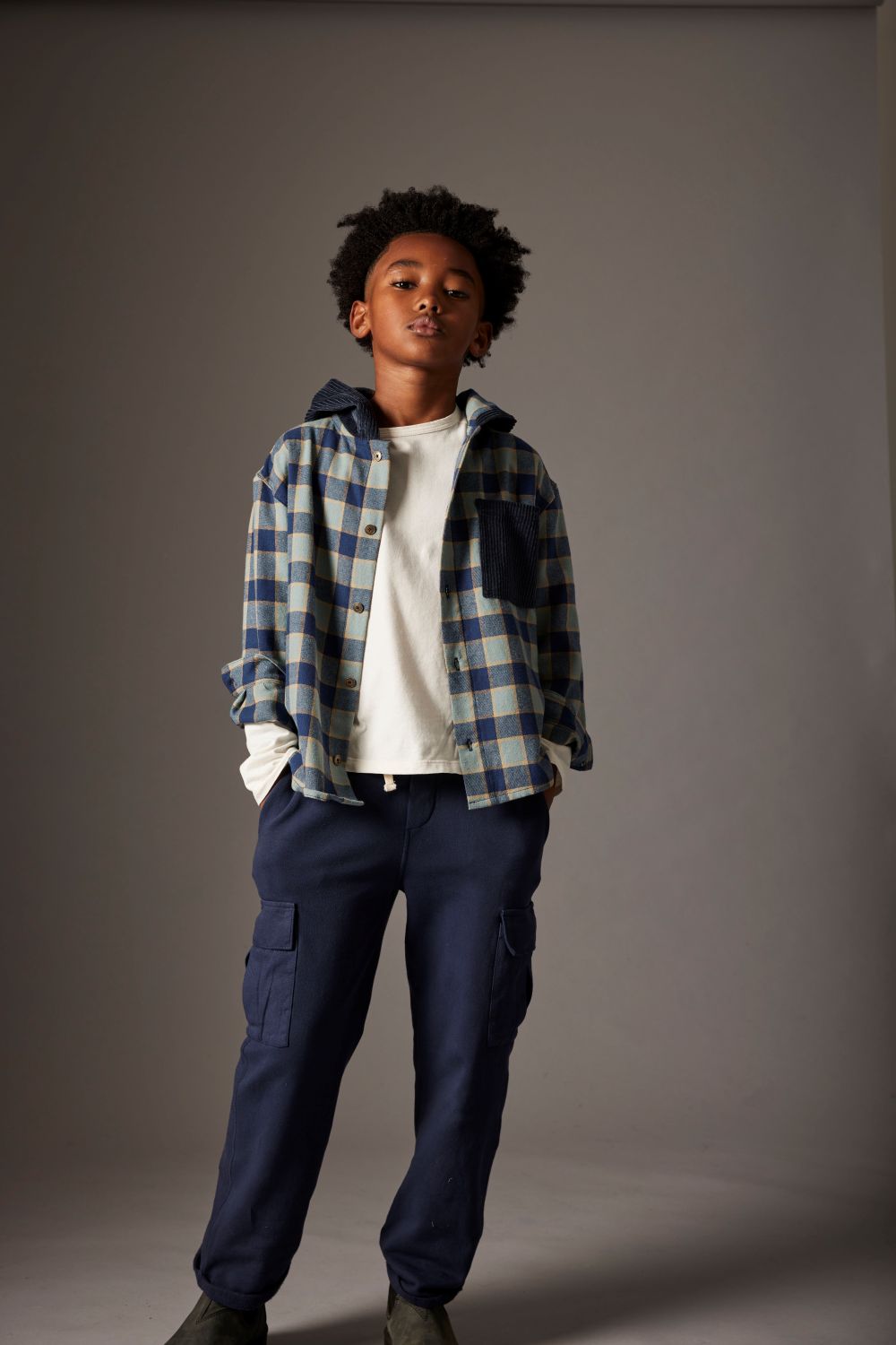 Check Flannel Hooded Shirt - Artic Blue