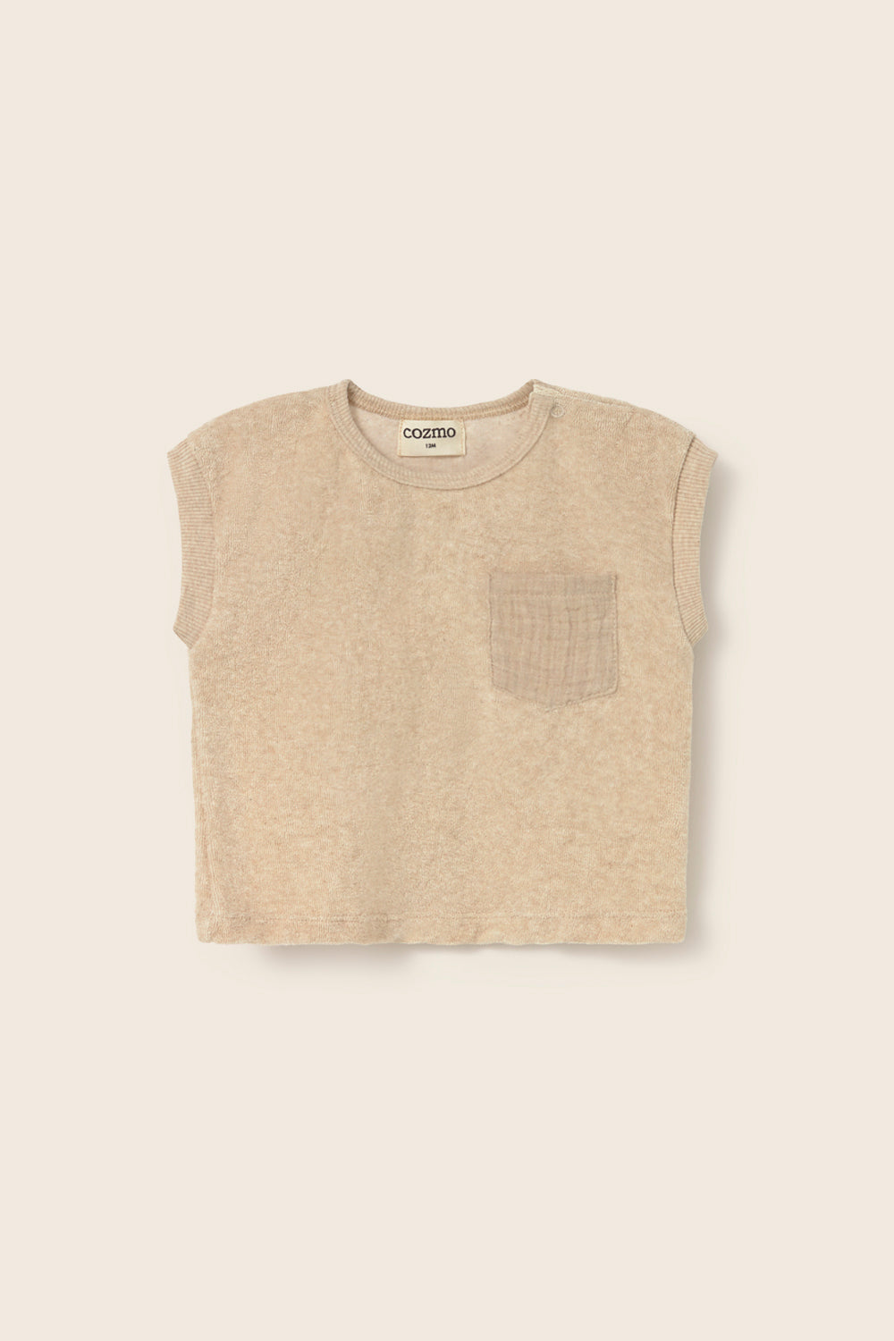 Gage Soft Terry Cloth Baby T-Shirt - Beige Melange