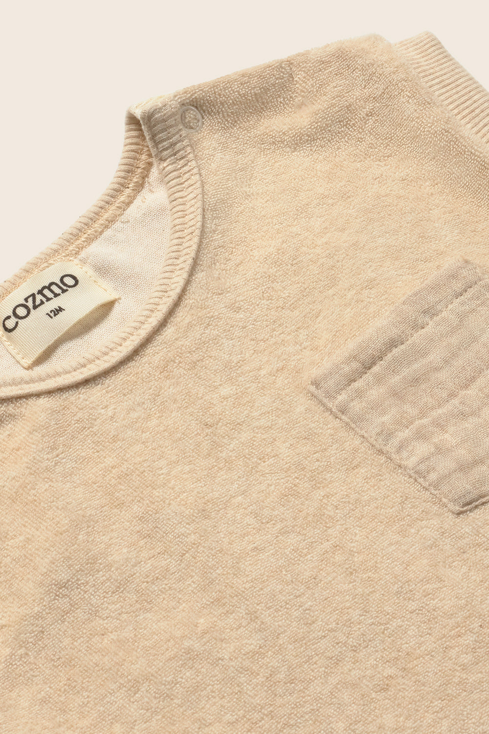 Gage Soft Terry Cloth Baby T-Shirt - Beige Melange