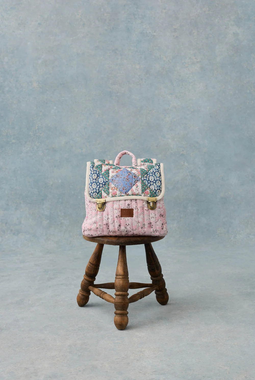 Tiya School Bag - Navy Snowfall Flowers Patchwork