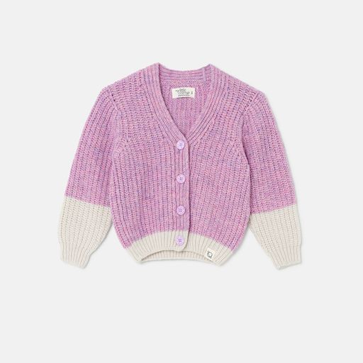 Color block tricot cardigan - Mauve Stone