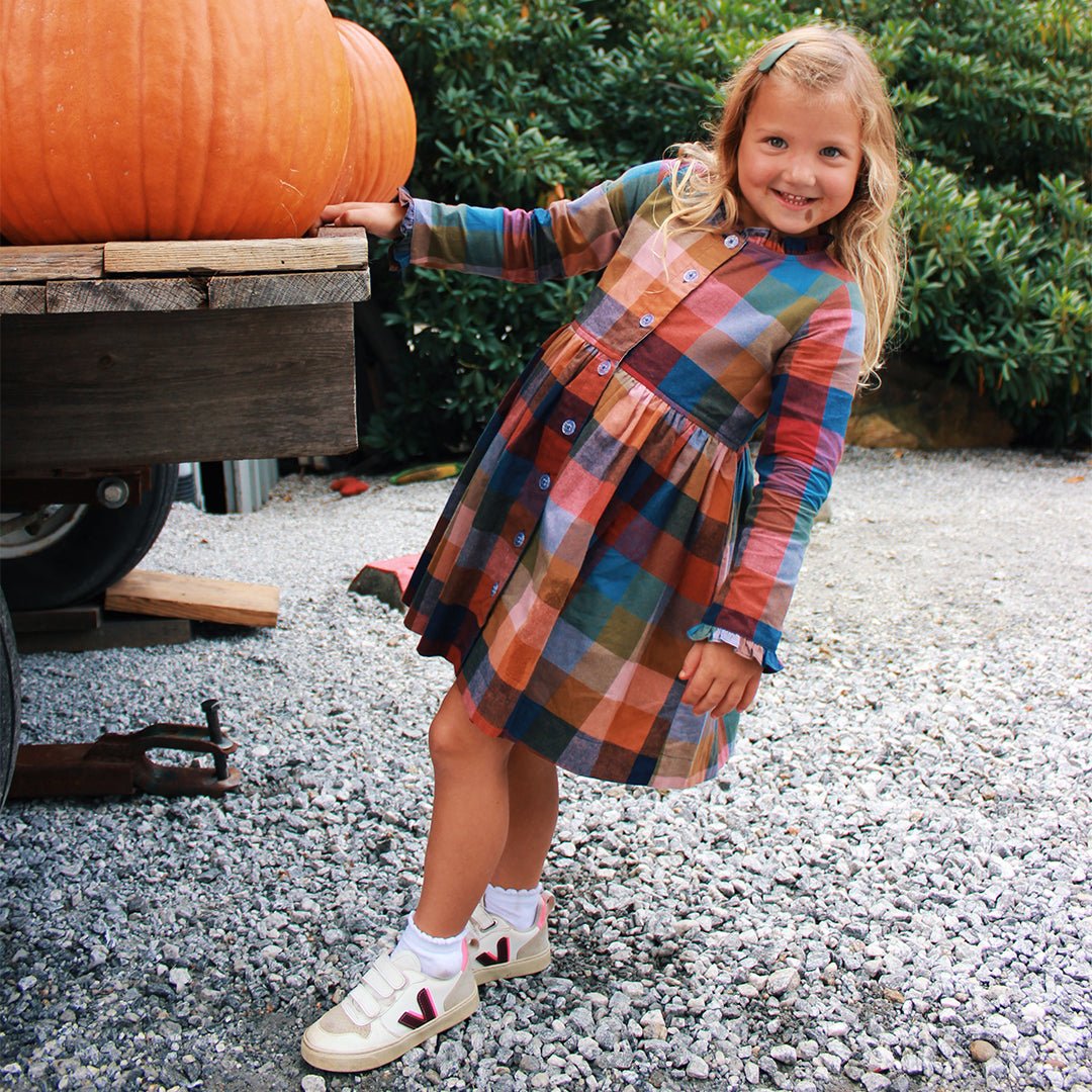 Girls Autumn Dress - Harvest Check