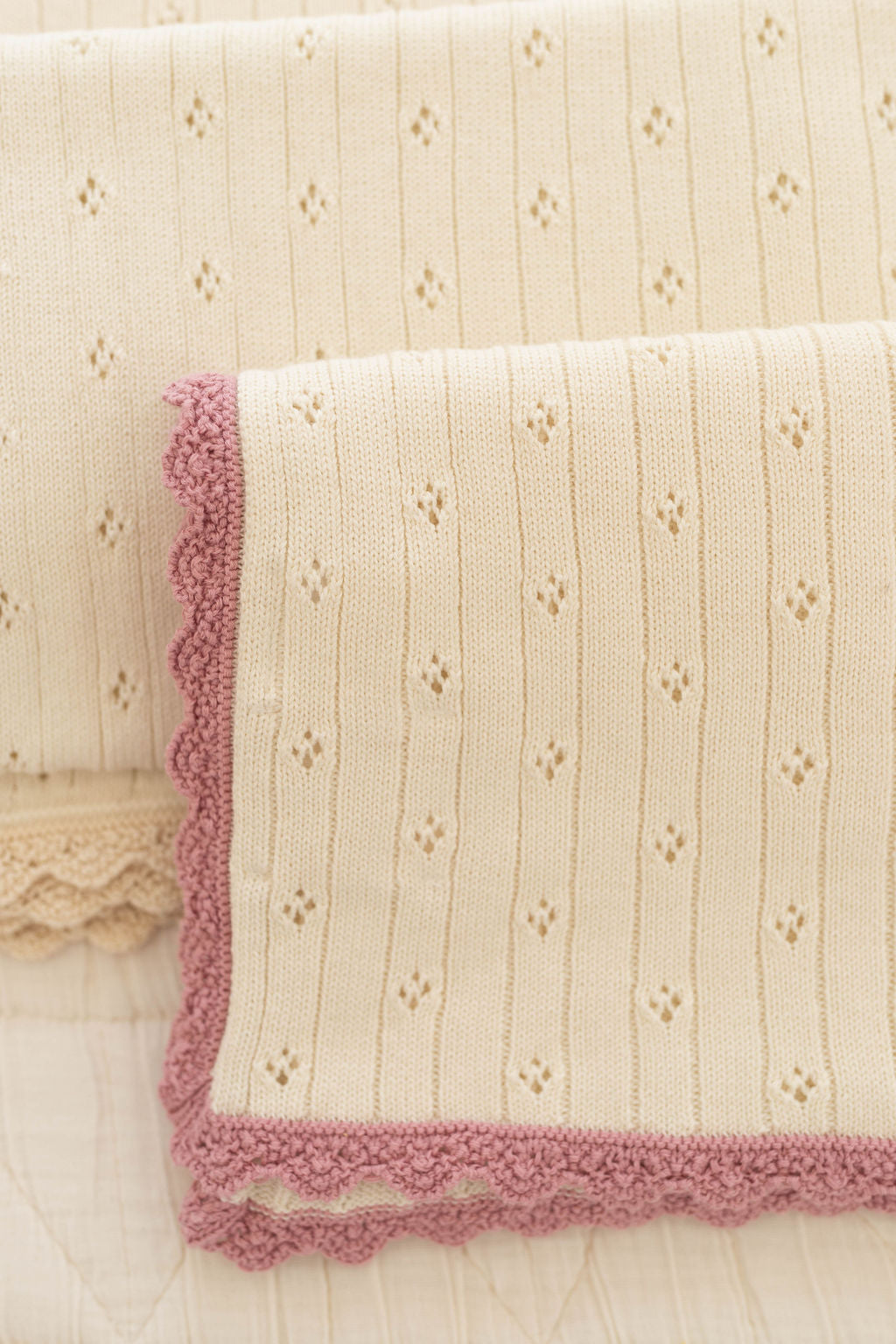 Knit Blanket | Pointelle - Milk & Ballet