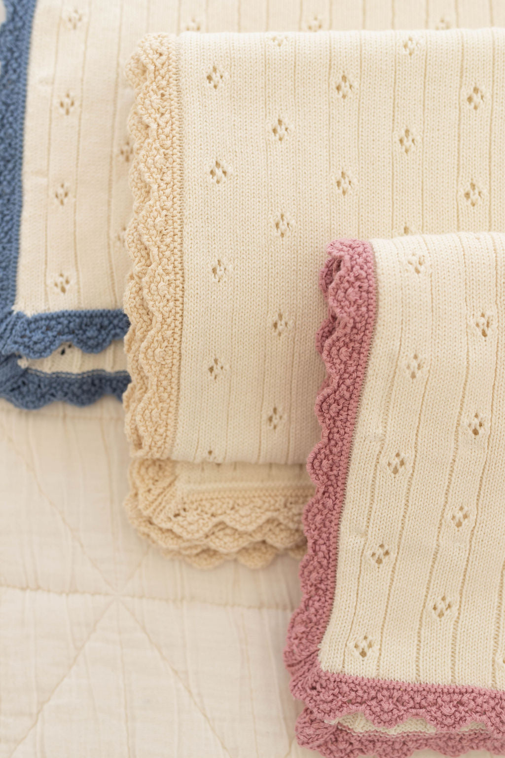 Knit Blanket | Pointelle - Milk & Ballet