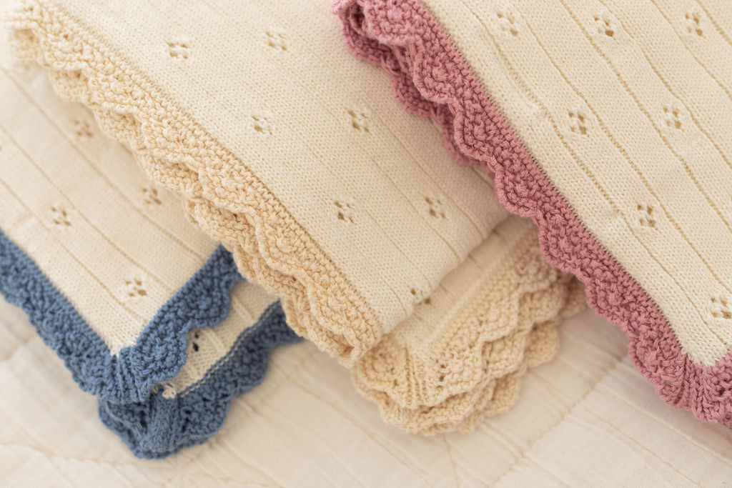 Knit Blanket | Pointelle - Milk & Ballet