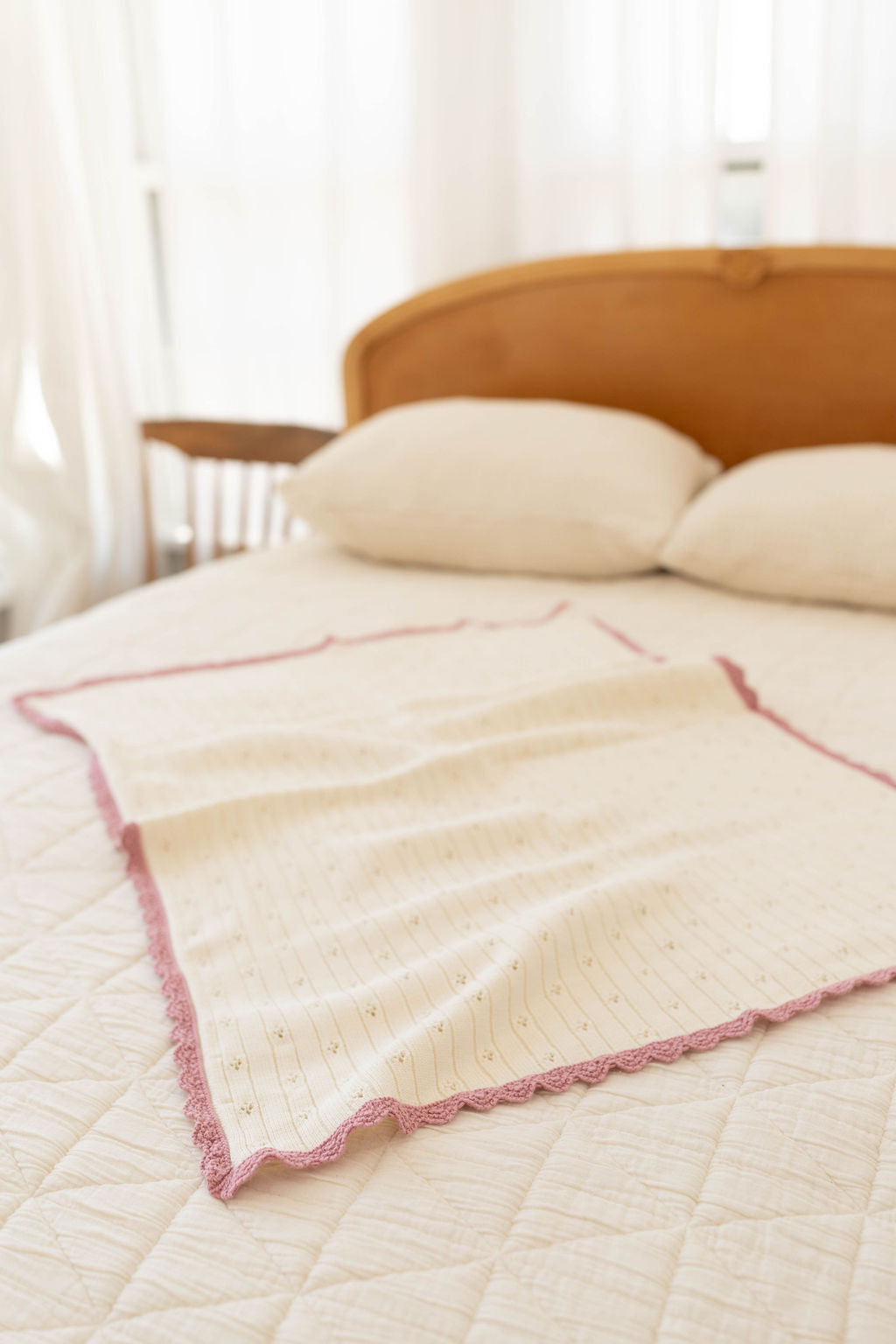 Knit Blanket | Pointelle - Milk & Ballet