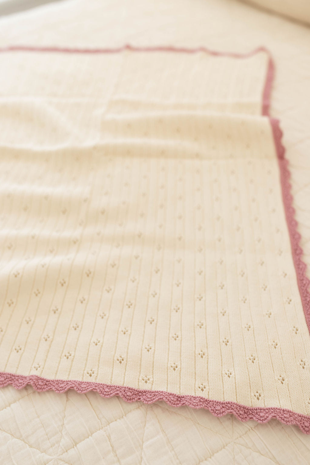 Knit Blanket | Pointelle - Milk & Ballet