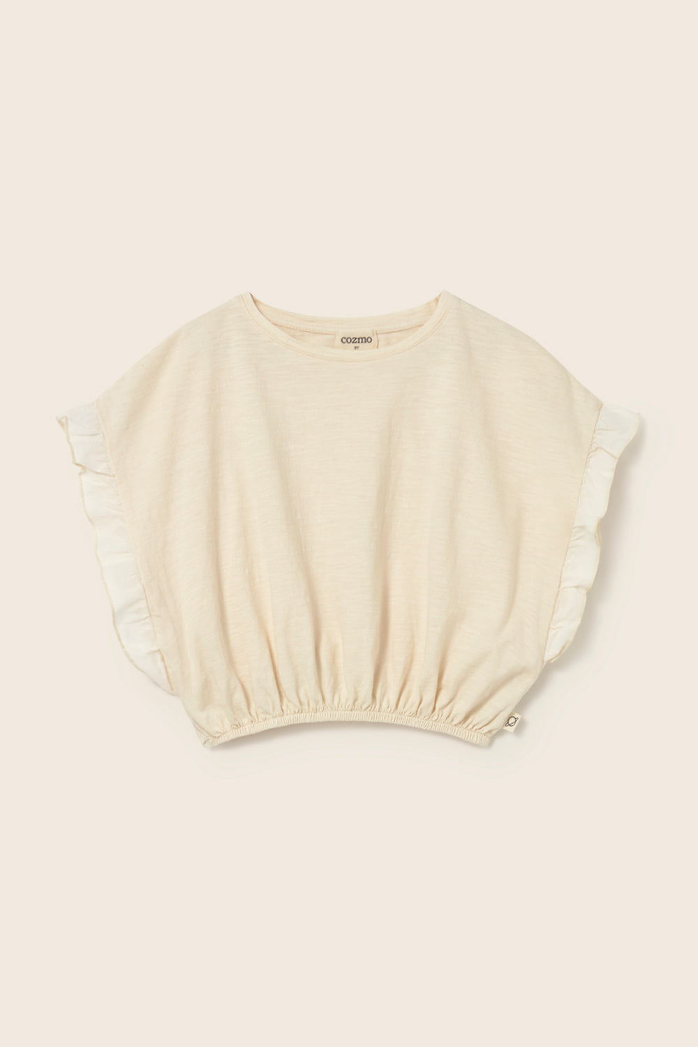 Iris Soft Slub Cotton Ruffle Sleeves T-Shirt - Ivory