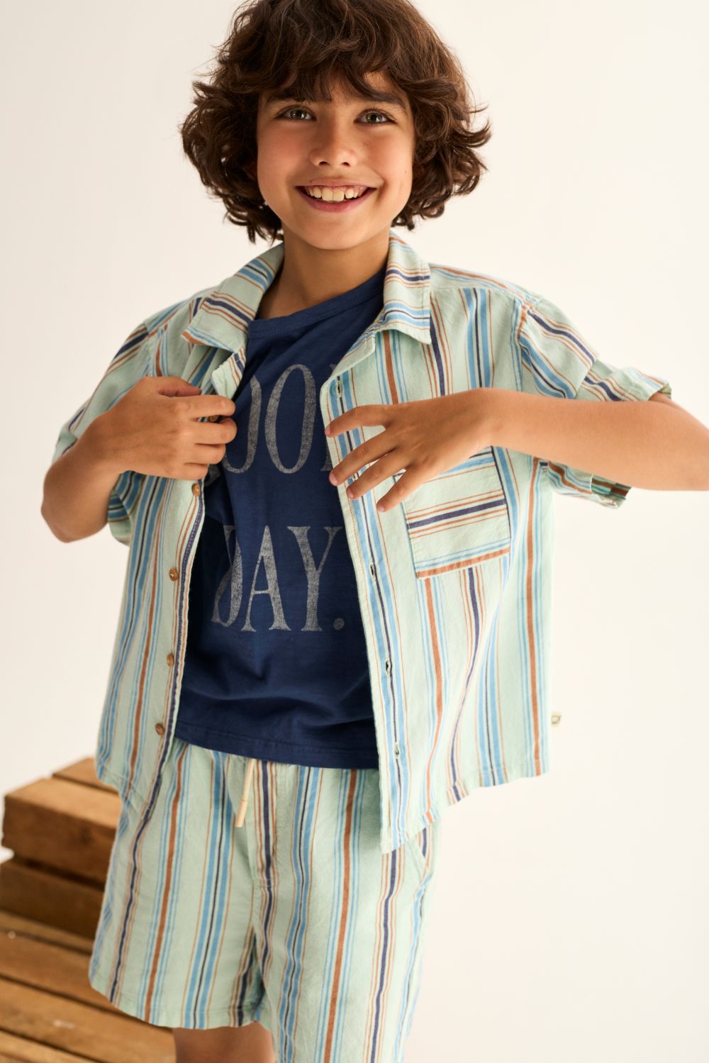 Iro Striped Cotton Shirt - Aqua