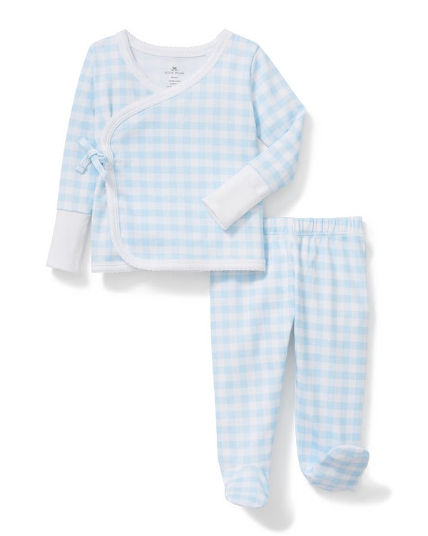 Baby Pima Wrap Set - Light Blue Gingham