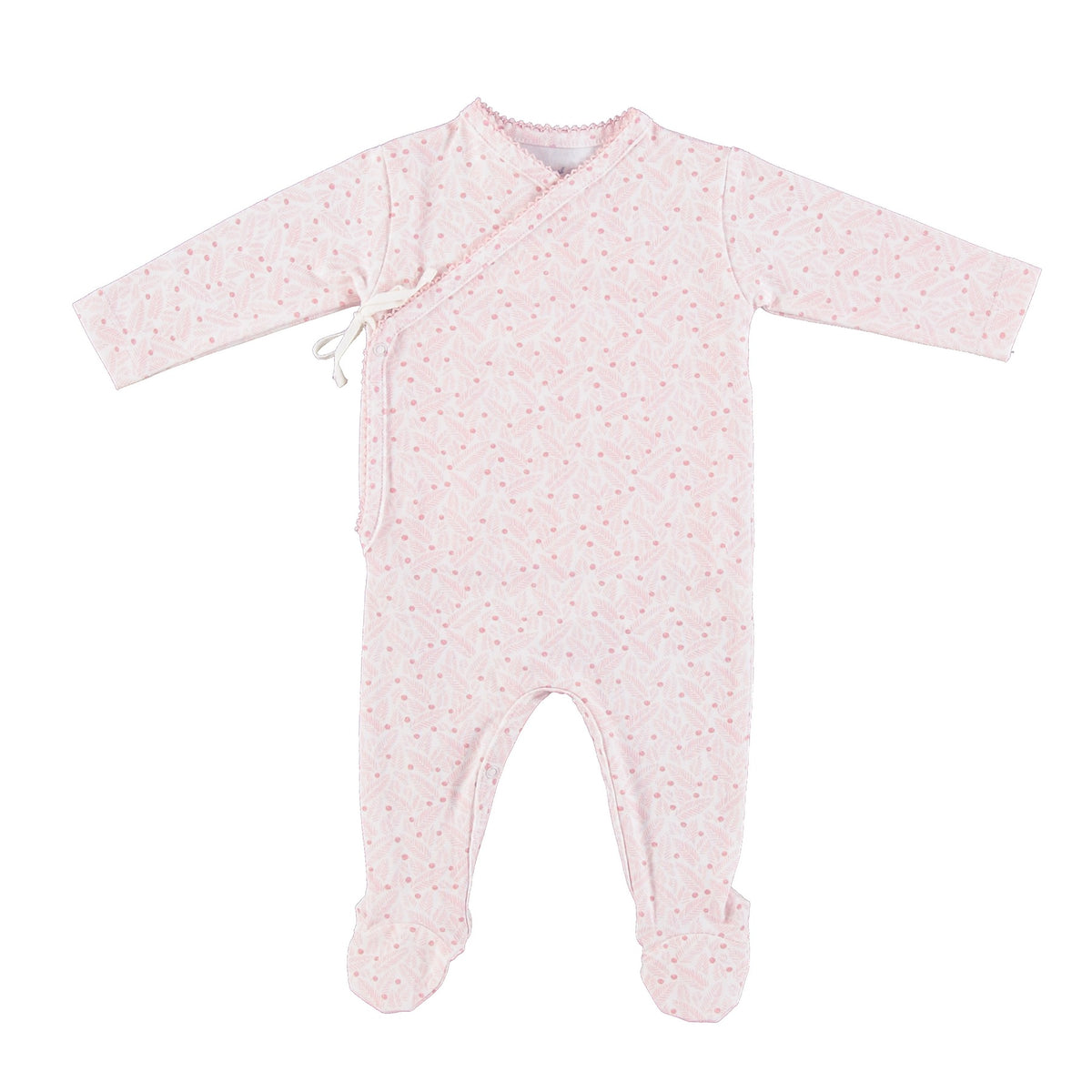 Idra Wrap Overall - Pink Leaves