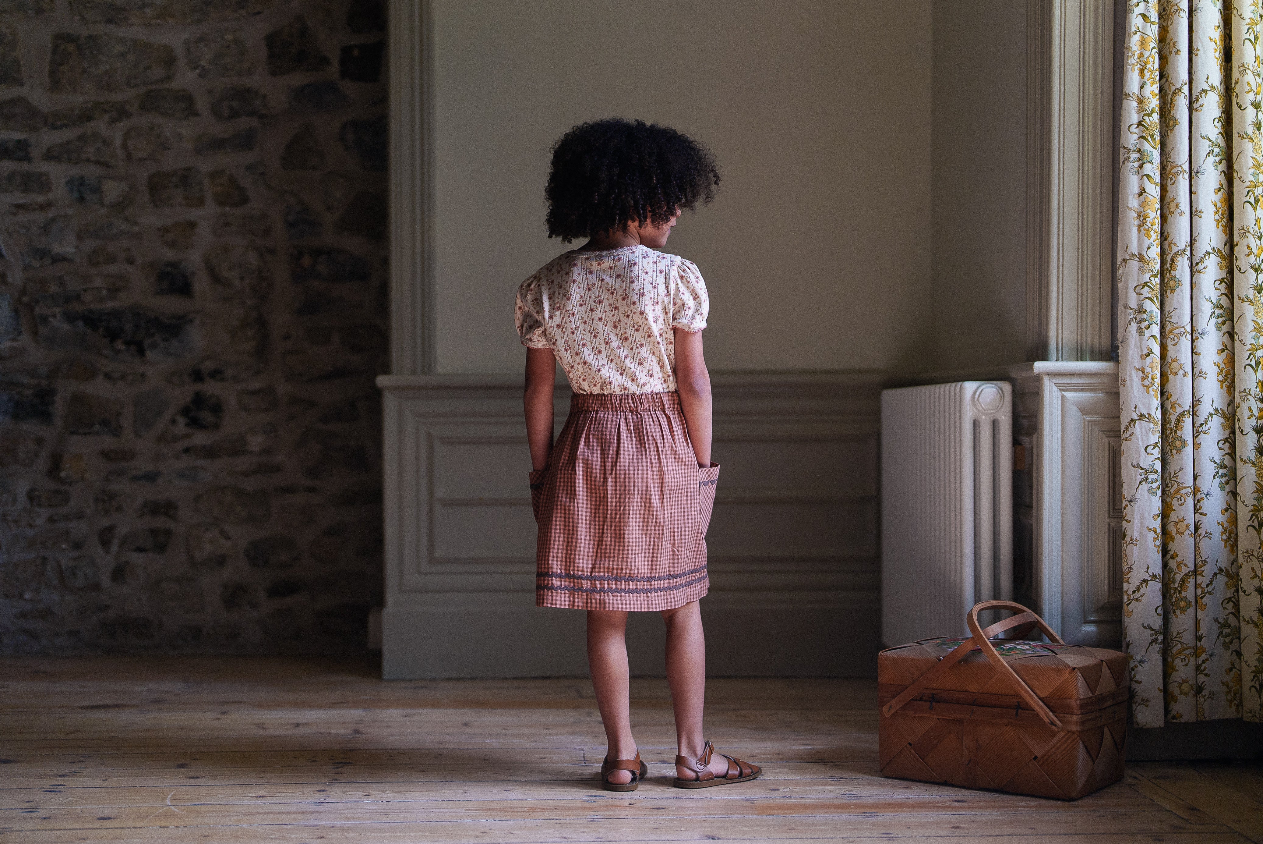 Margot Skirt Tiny Check - Tea Rose