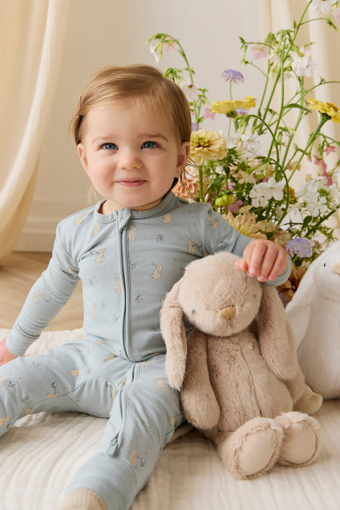 Organic Cotton Jude Onepiece - Lapin Jardin Blue
