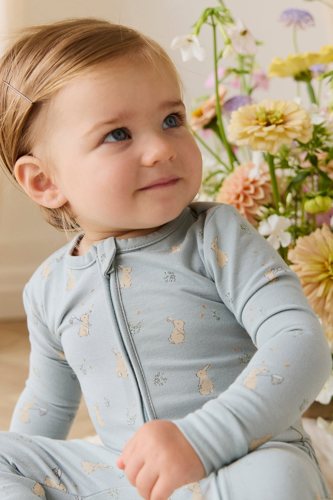 Organic Cotton Jude Onepiece - Lapin Jardin Blue