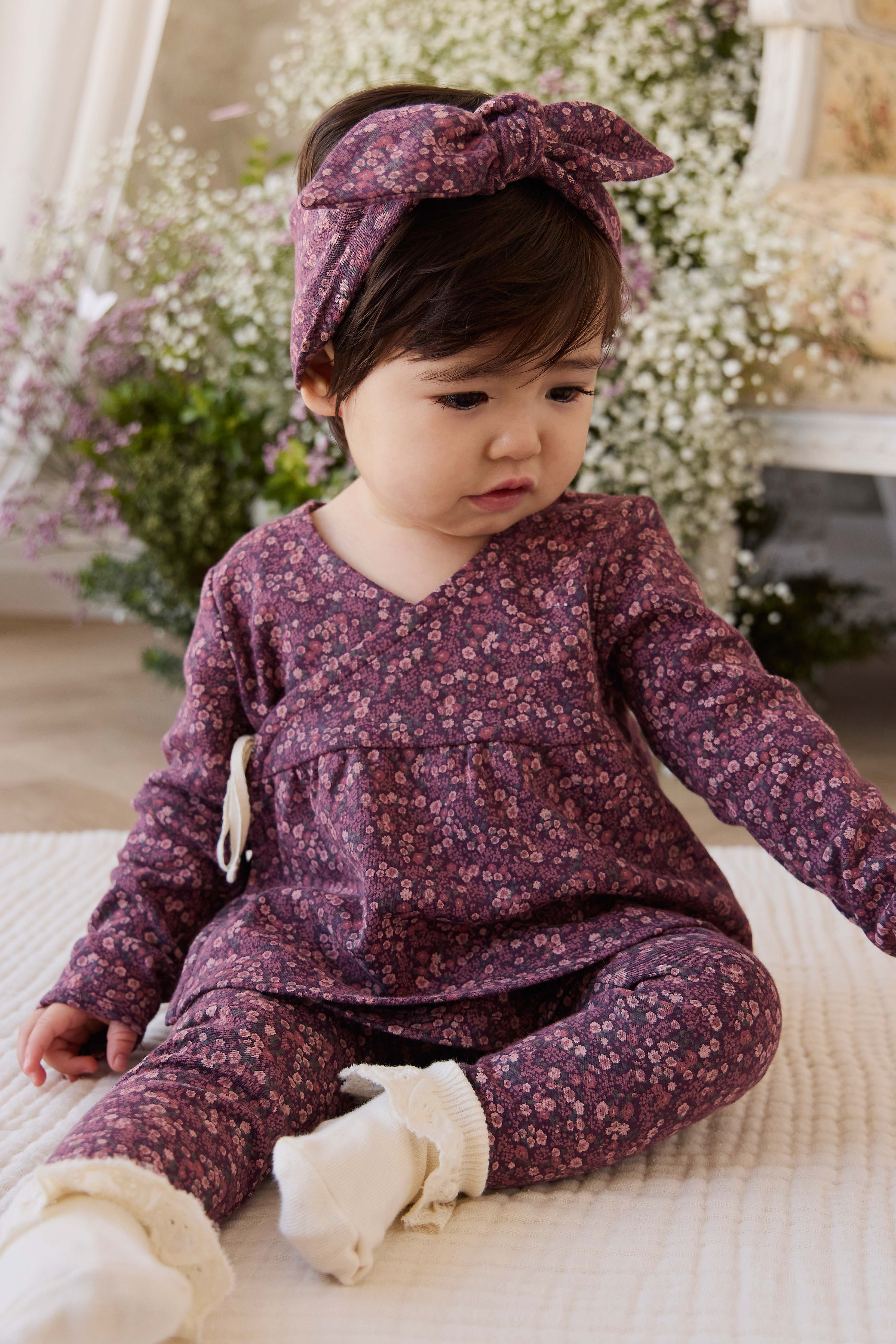 Organic Cotton Clemence Wrap Top - Fig Floral