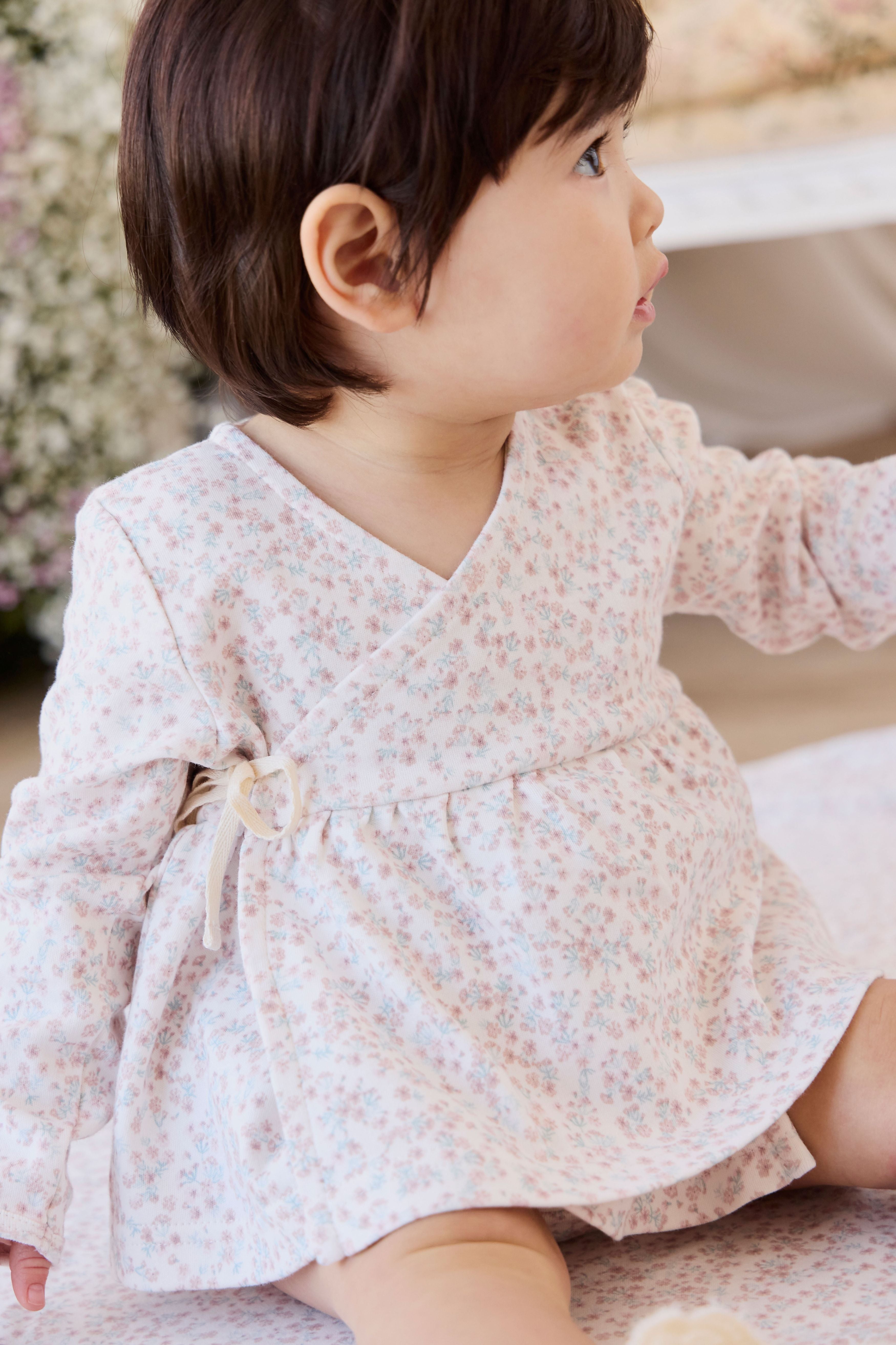 Organic Cotton Clemence Wrap Top - Posy Milk