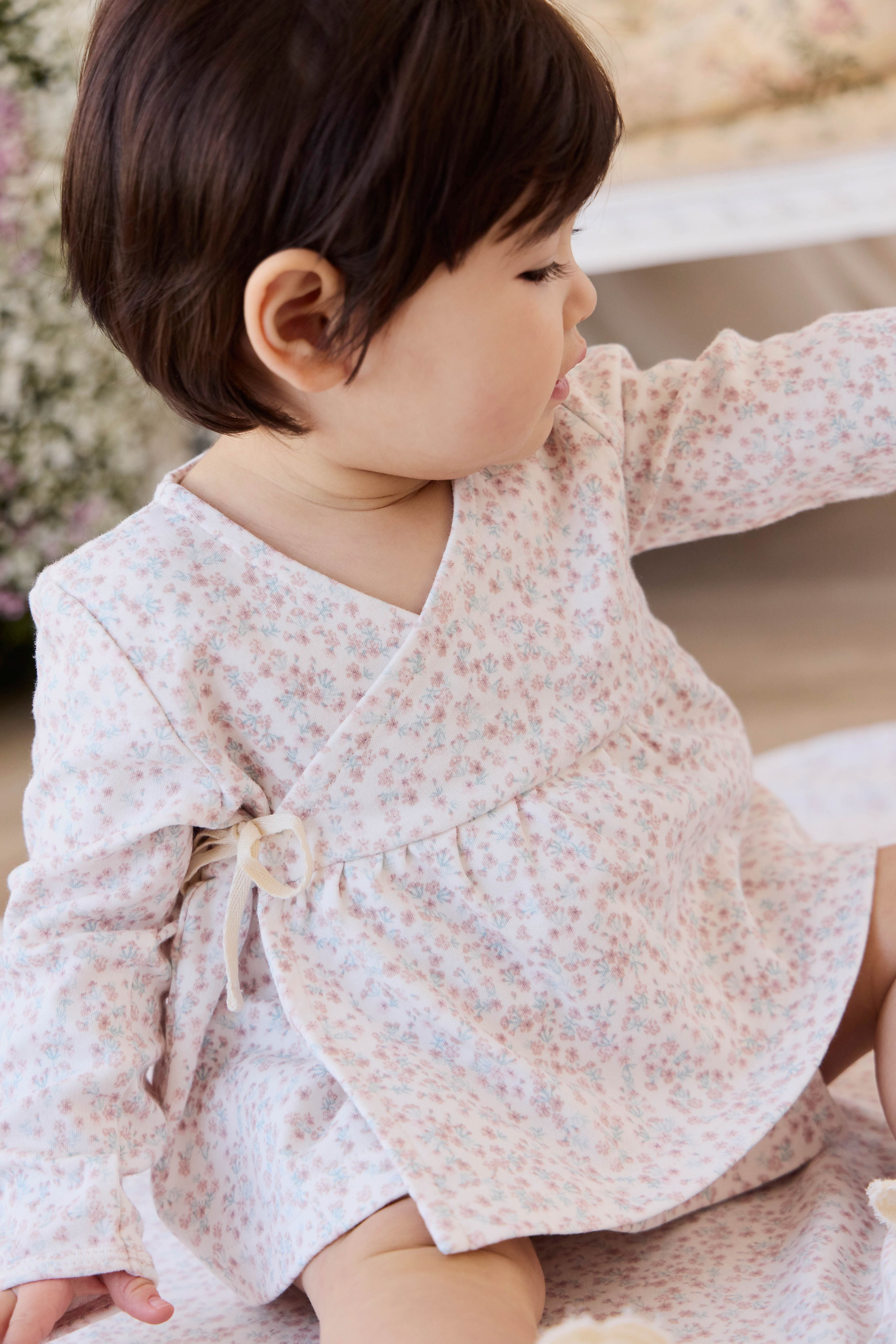 Organic Cotton Clemence Wrap Top - Posy Milk