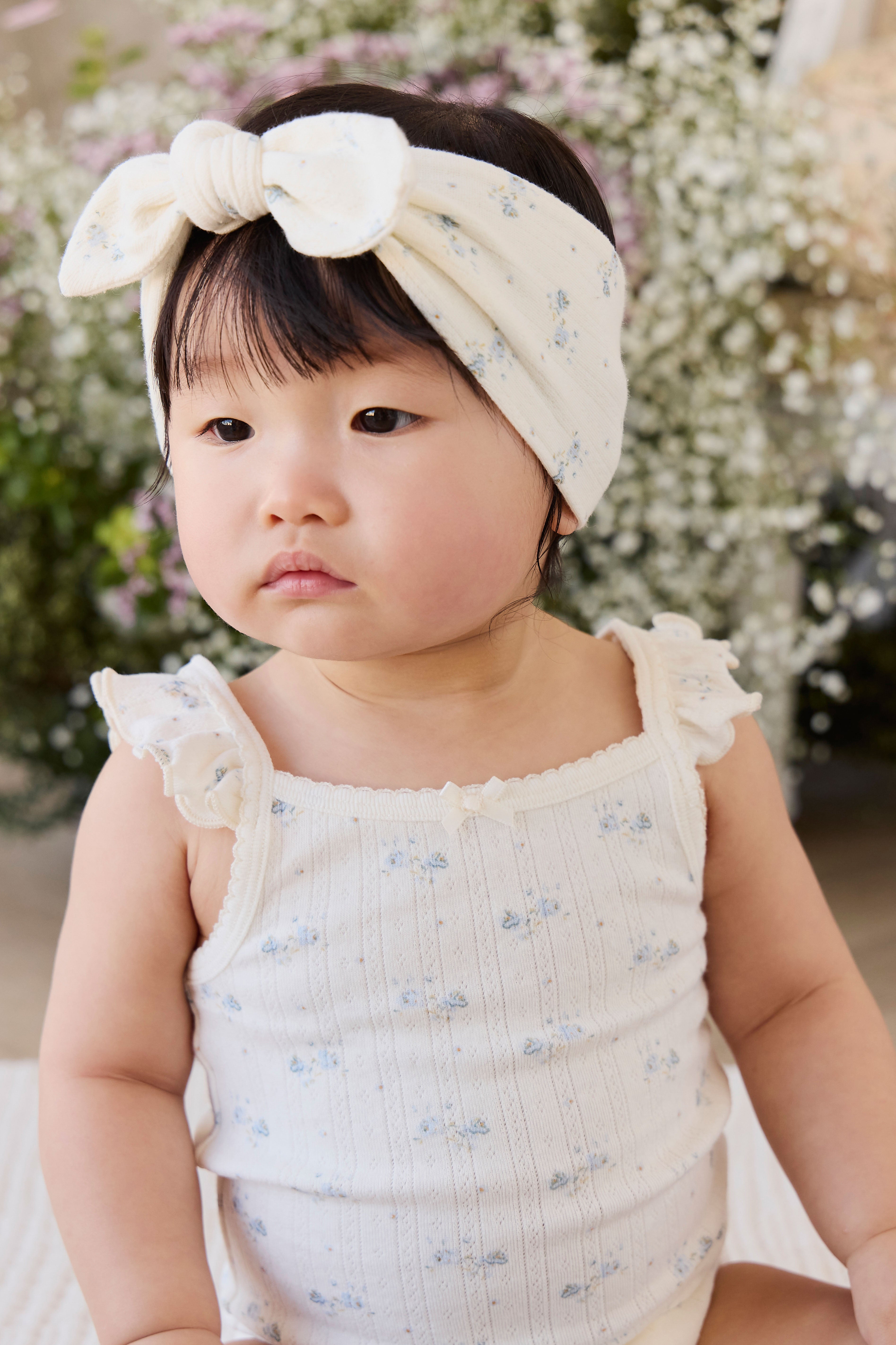 Organic Cotton Pointelle Headband - Molly Blue