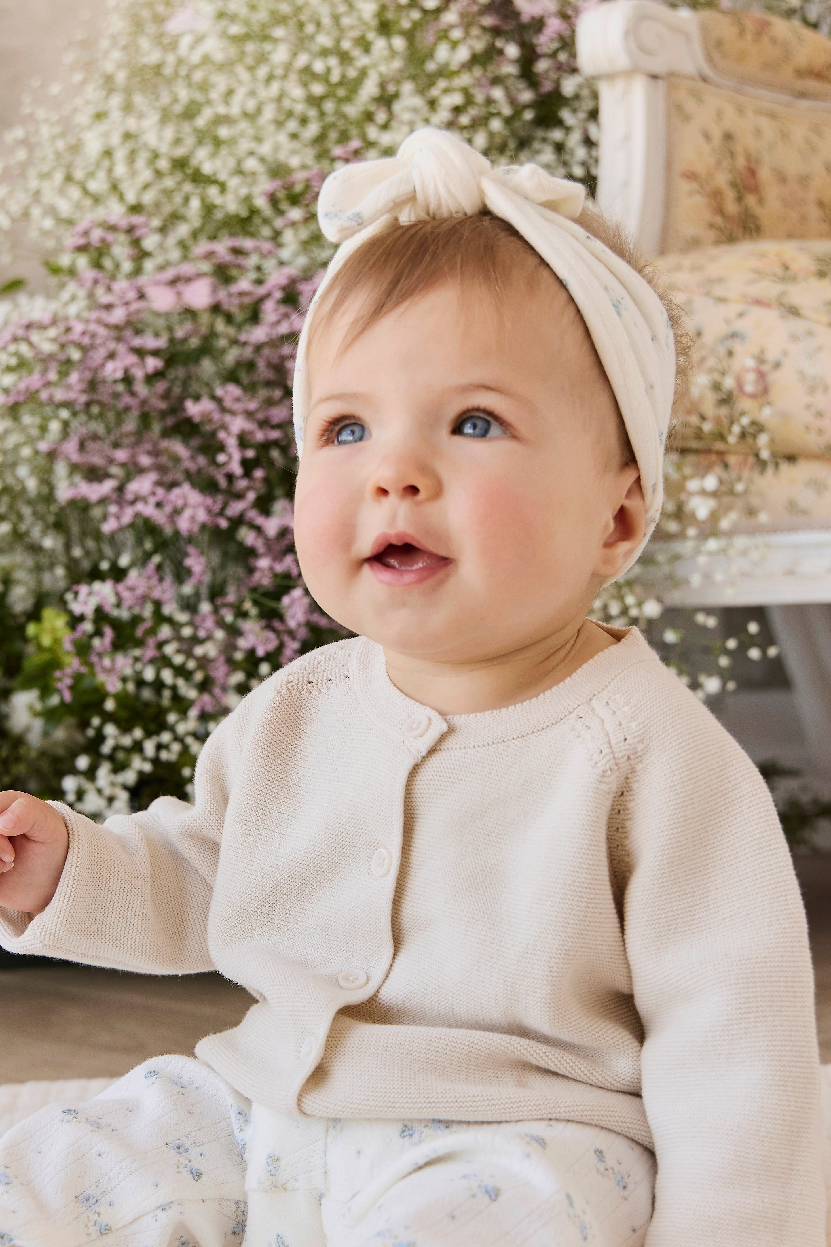 Organic Cotton Pointelle Headband - Molly Blue