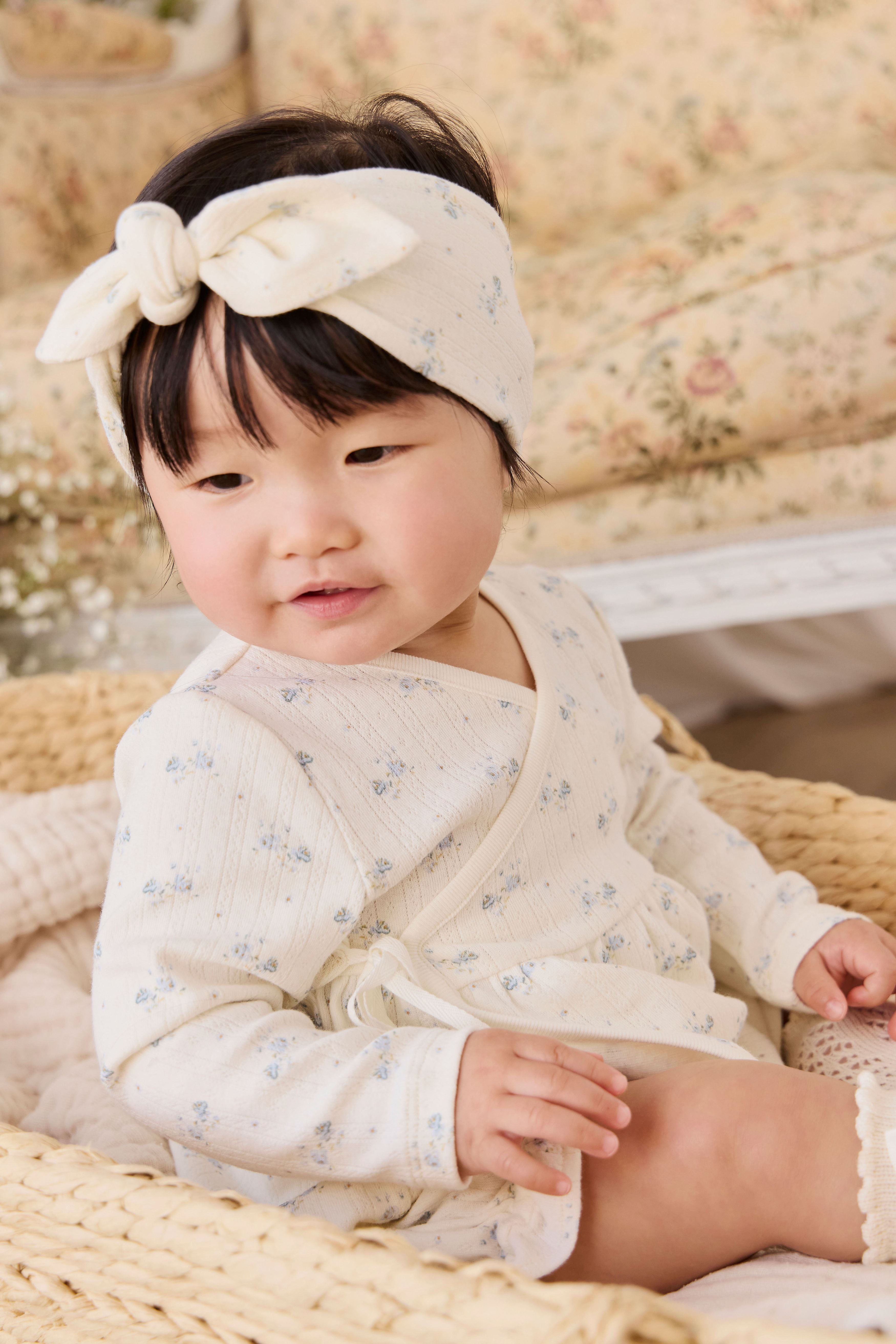 Organic Cotton Pointelle Headband - Molly Blue