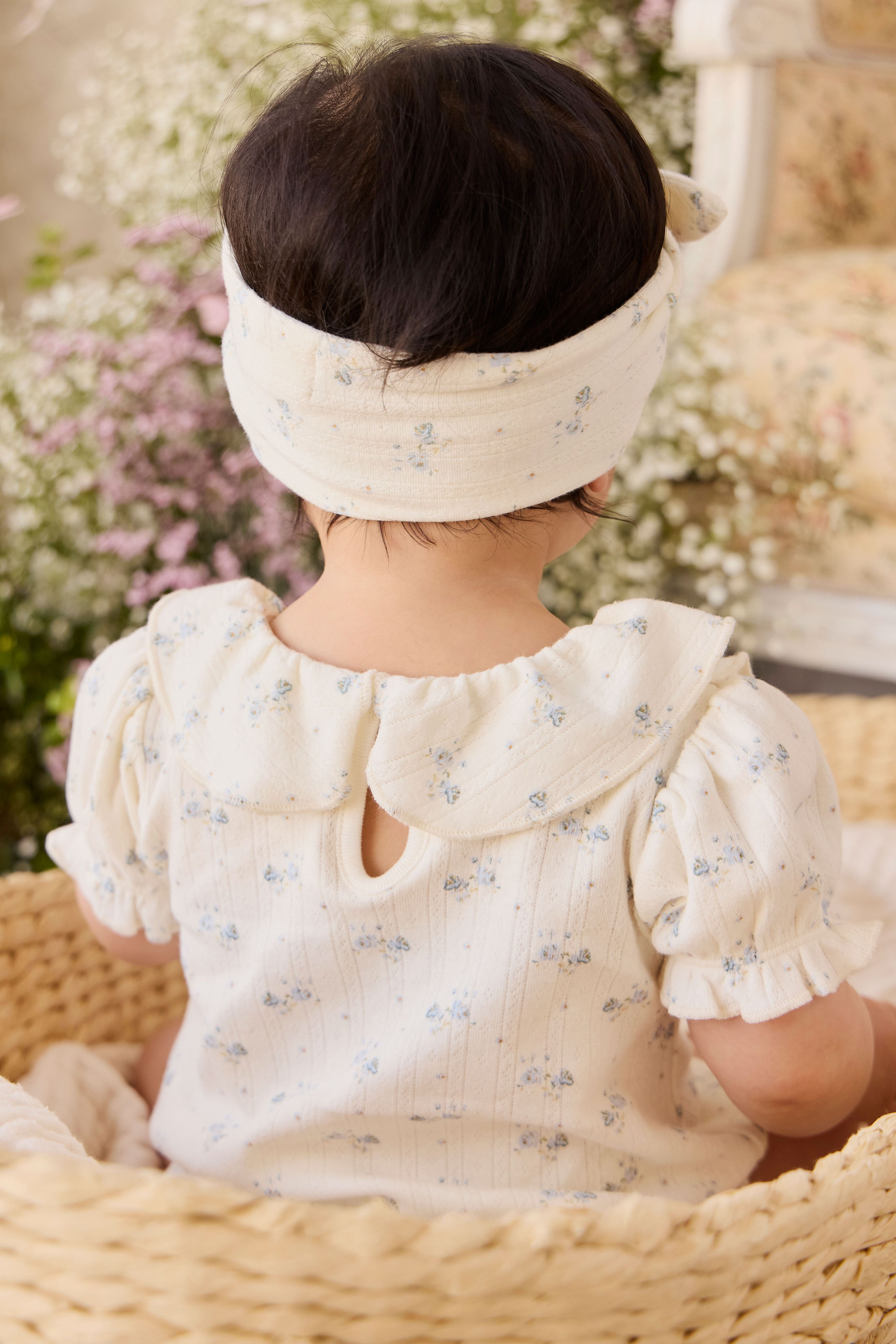 Organic Cotton Pointelle Marlene Bodysuit - Molly Blue