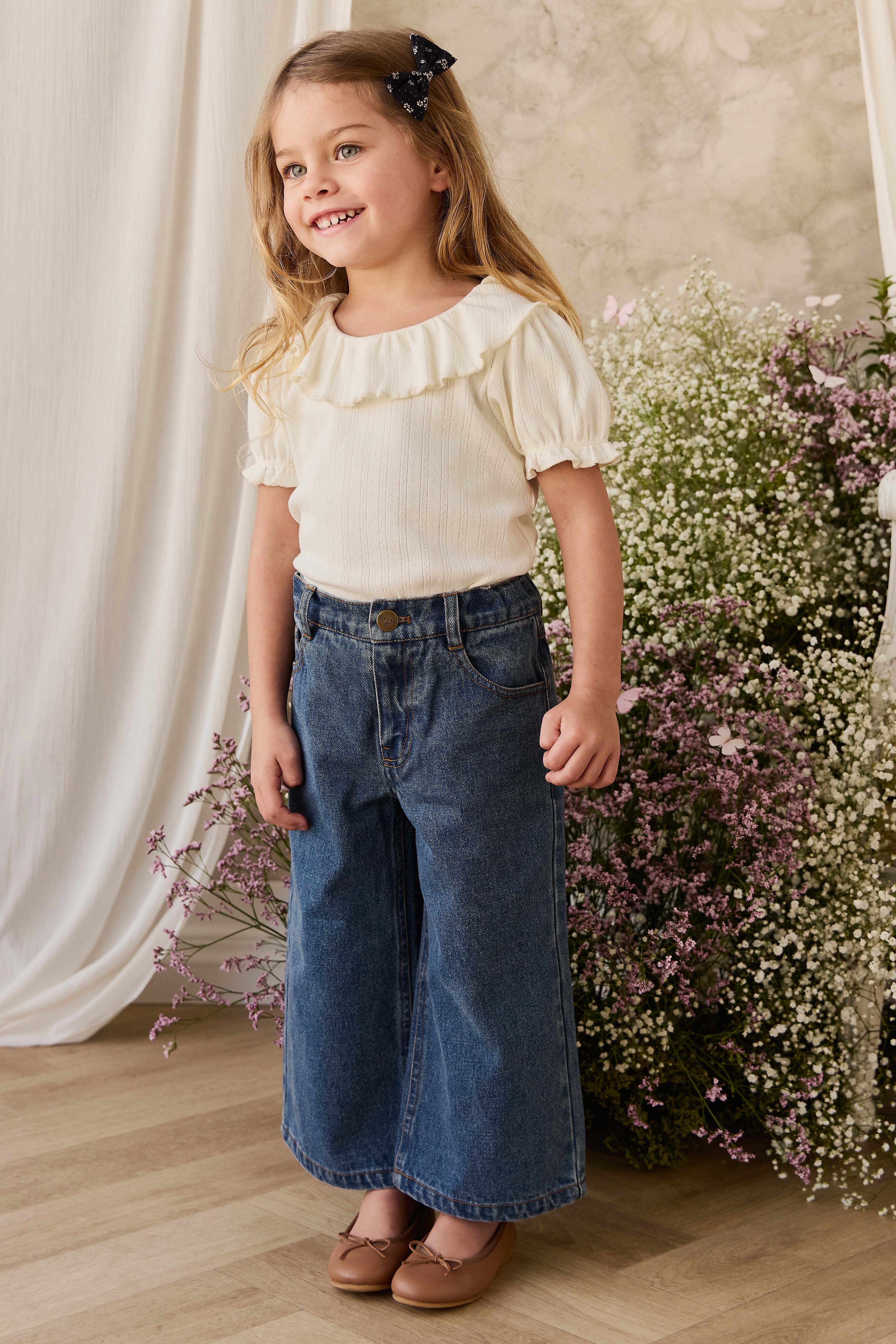 Organic Cotton Pointelle Marlene Top - Parchment