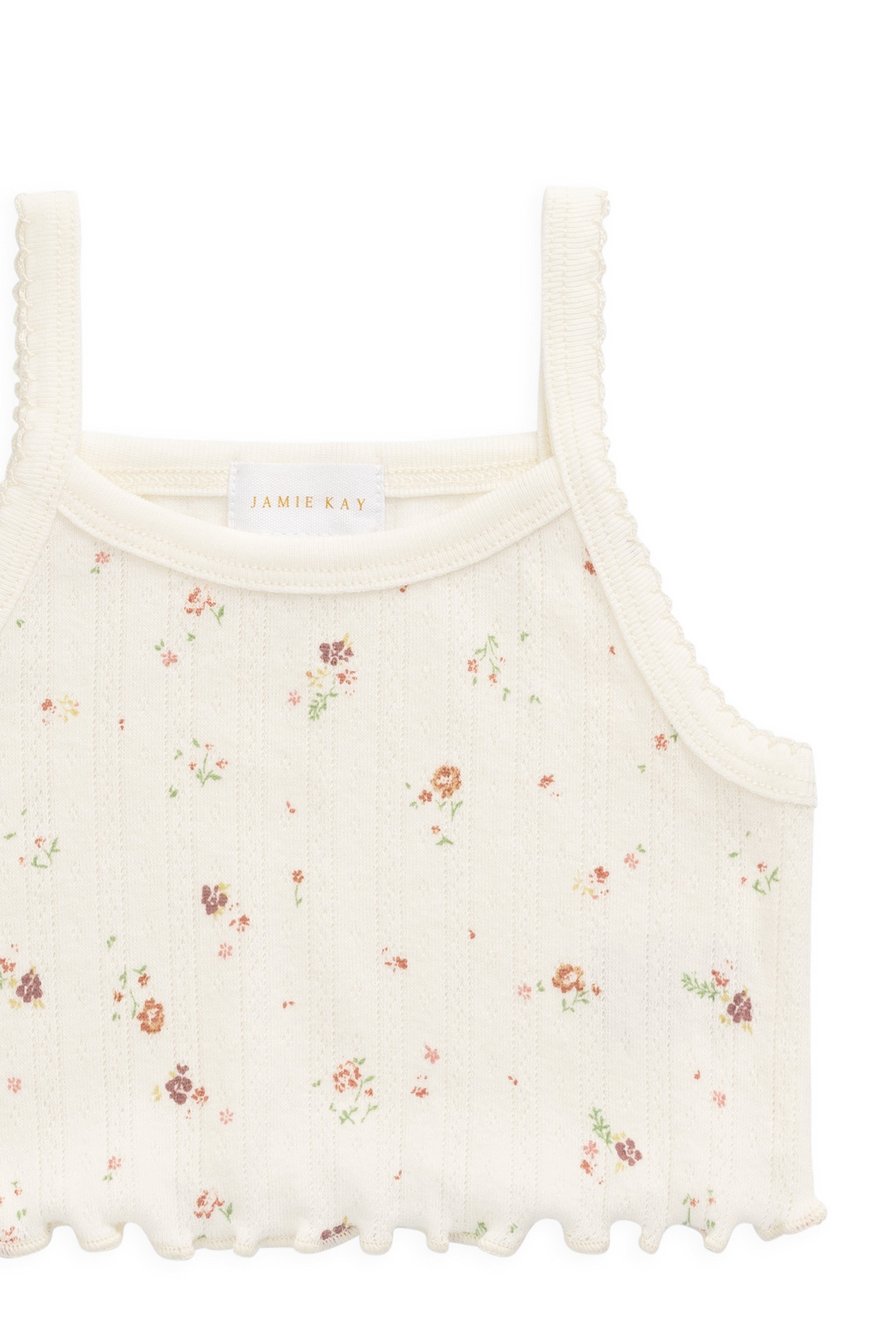 Organic Cotton Pointelle Bebe Singlet - Eloise Egret