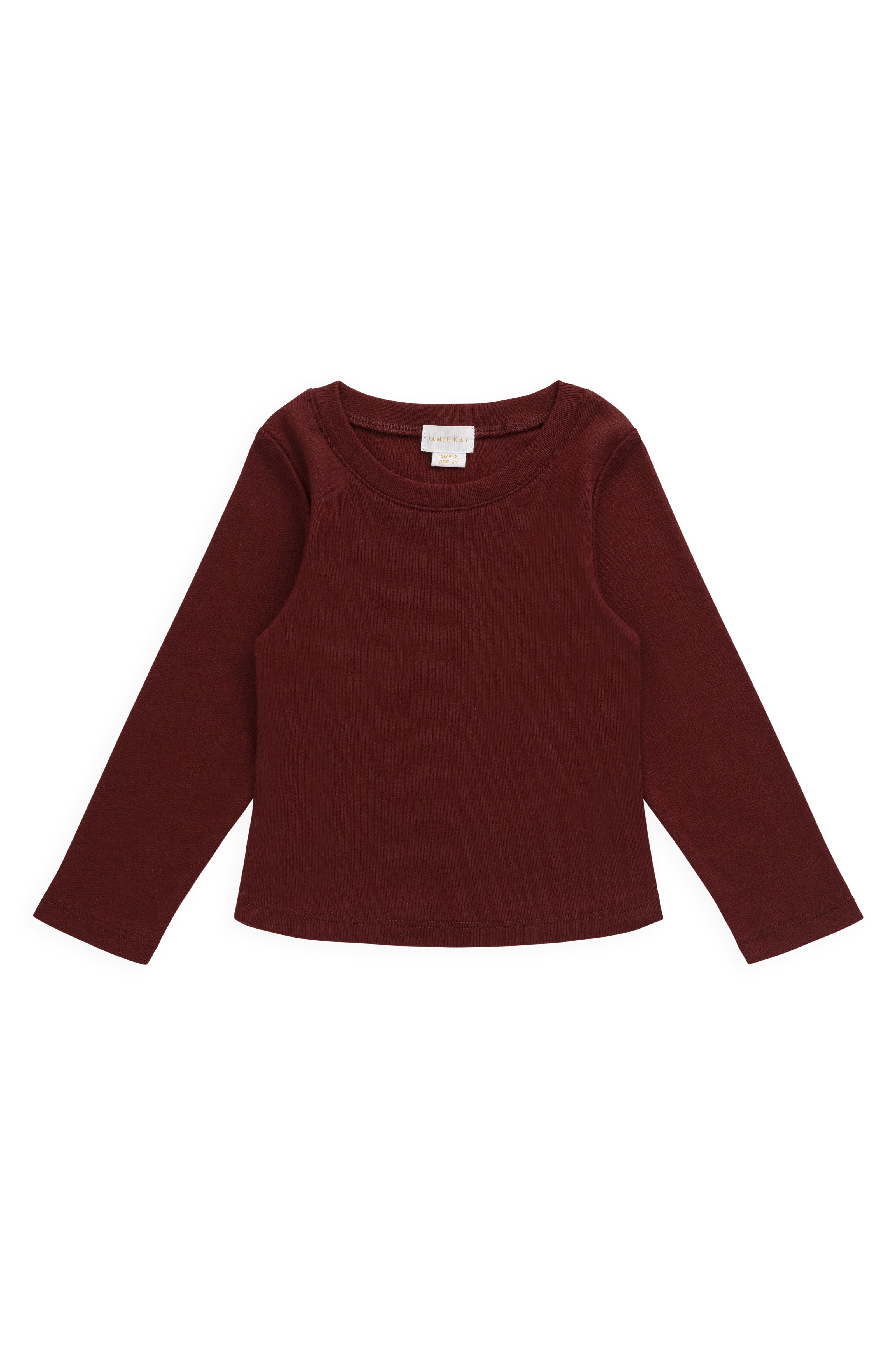 Organic Cotton Rib Helene Tee - Burgundy