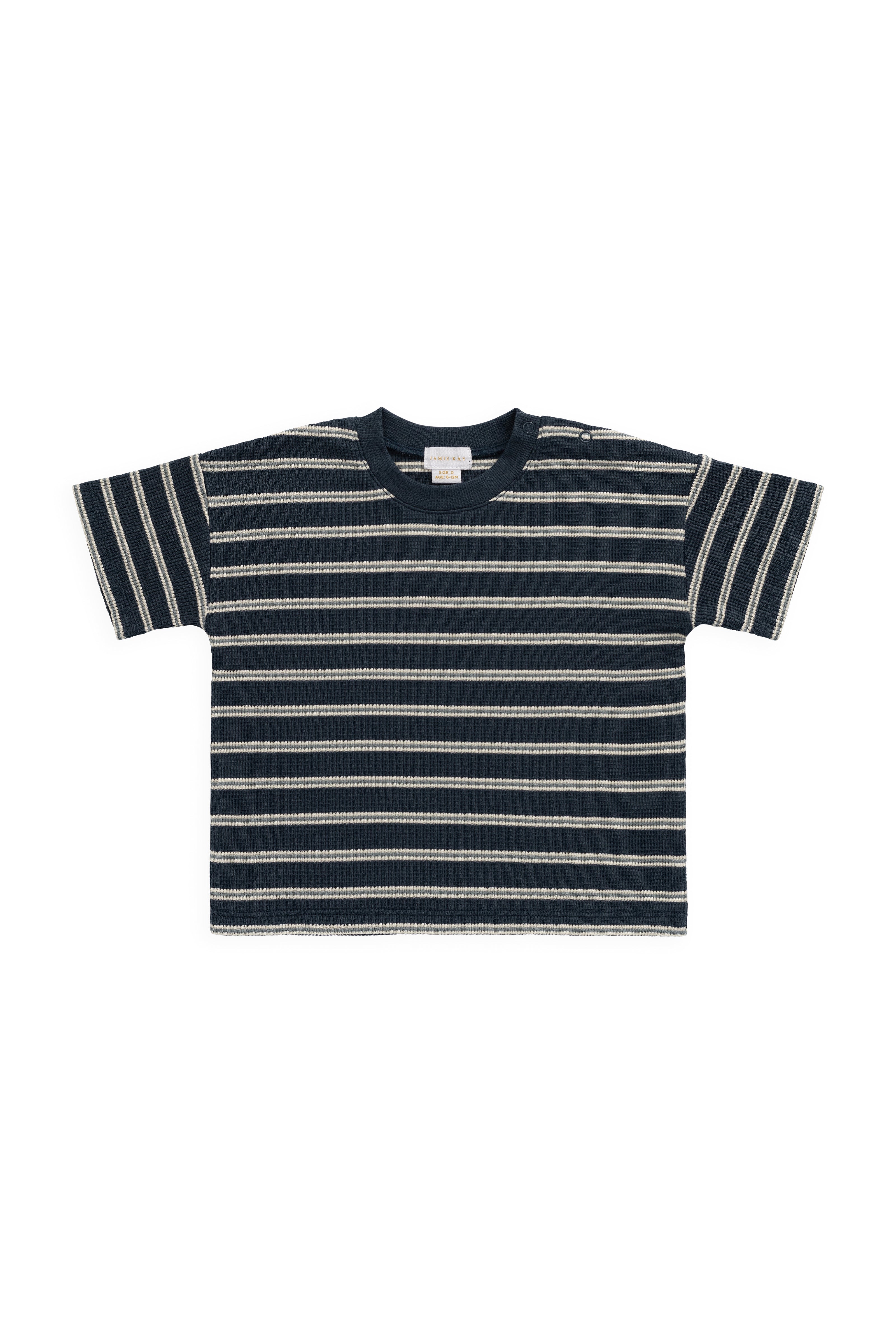Organic Cotton Waffle Leith Tee - Dreamer Stripe Captain