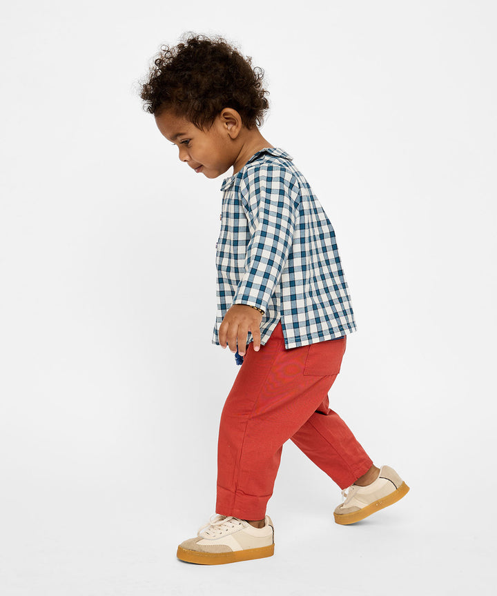 Jefferson Baby Shirt - Blue Picnic Check