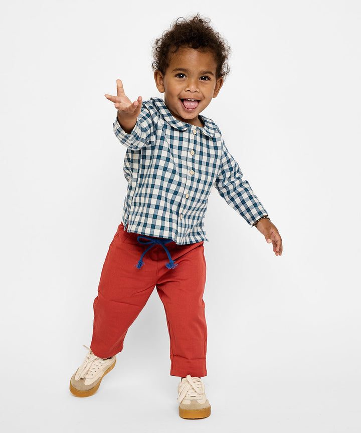 Jefferson Baby Shirt - Blue Picnic Check
