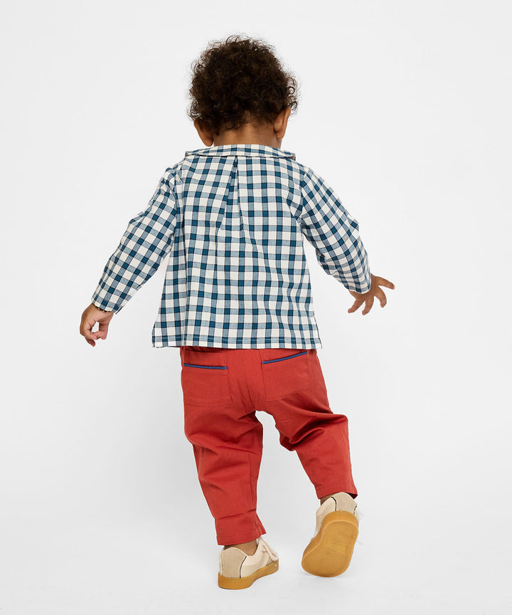 Jefferson Baby Shirt - Blue Picnic Check