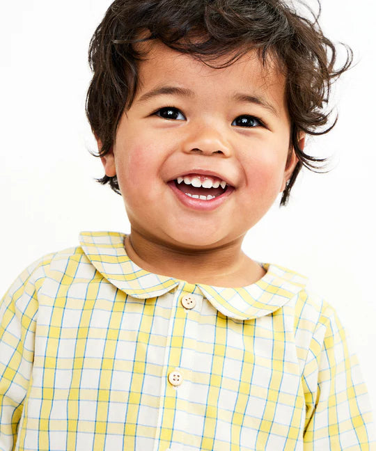 Jefferson Baby Shirt - Yellow Picnic Check