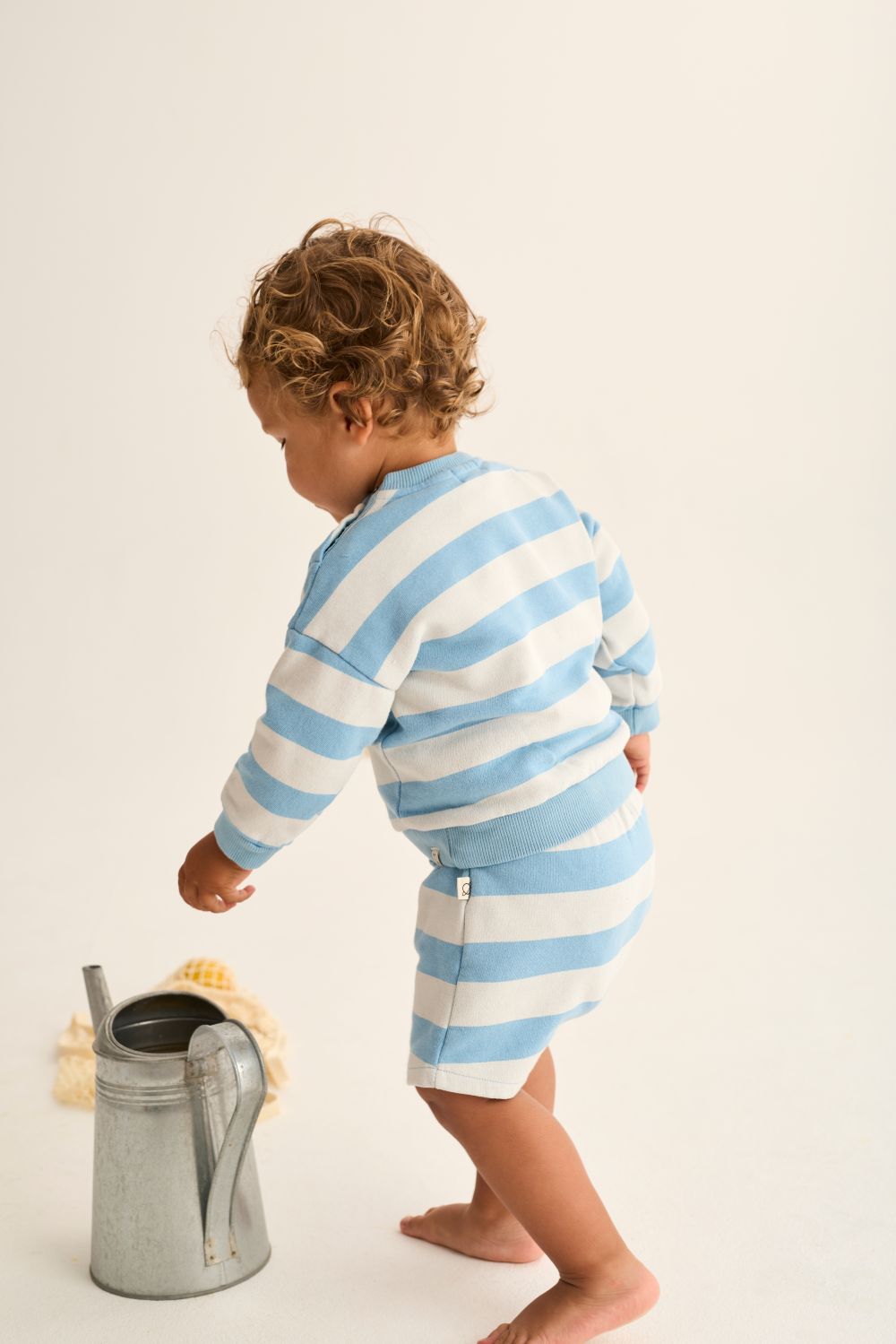 Kelly Striped Cotton Fleece Baby Sweatshirt - Blue