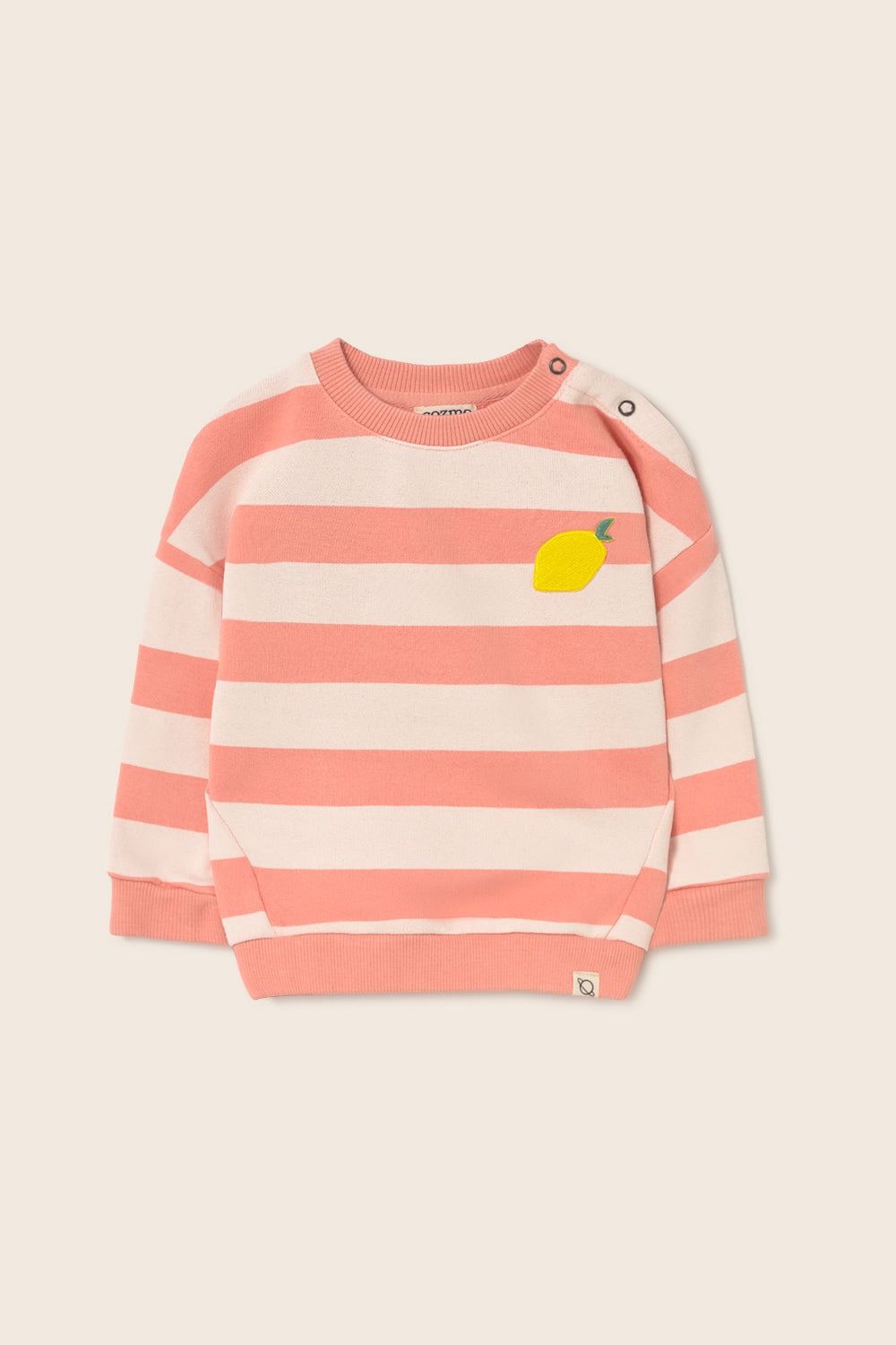 Kelly Striped Cotton Fleece Baby Sweatshirt - Rose