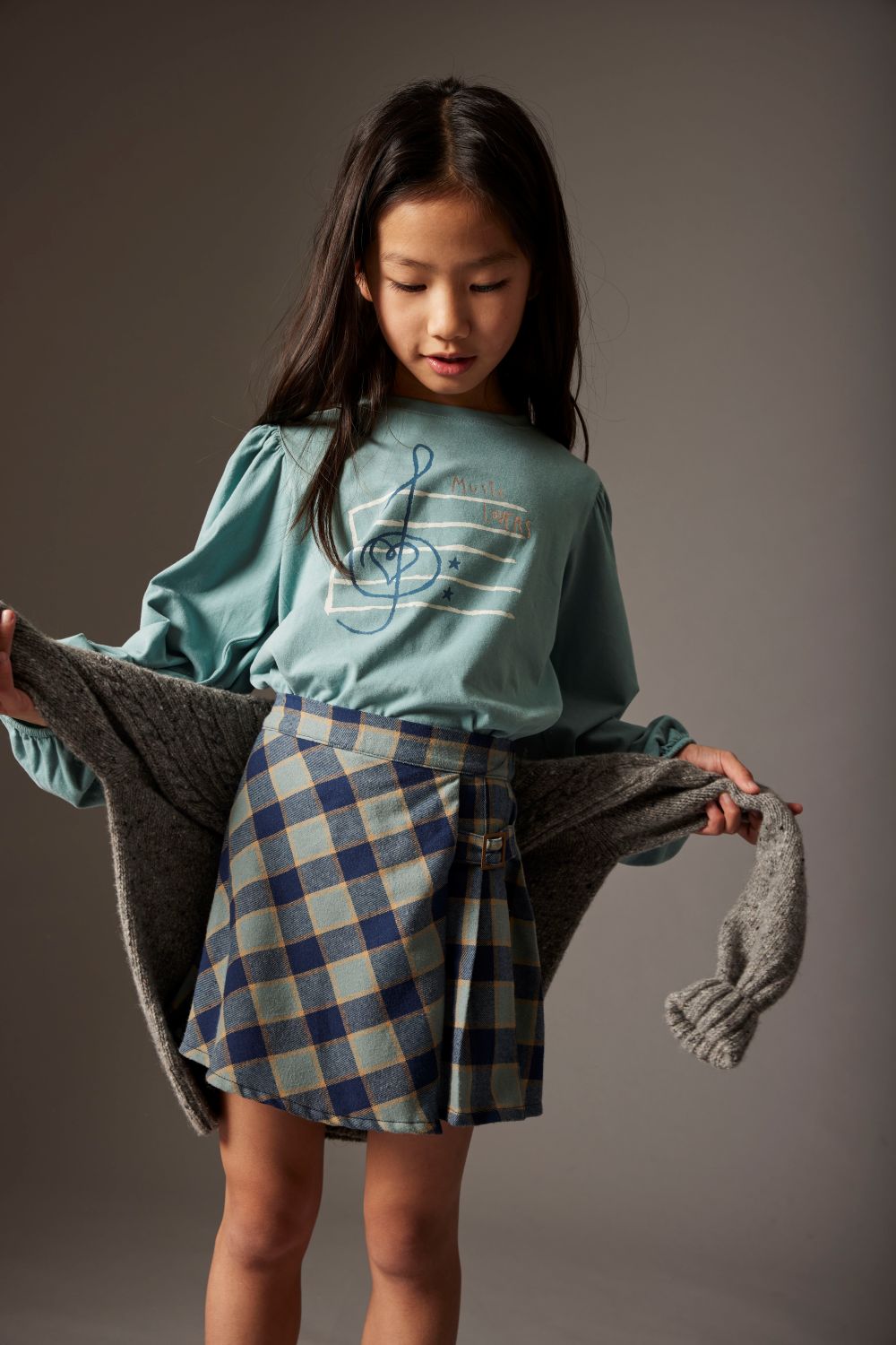 Check Flannel Skirt - Artic Blue