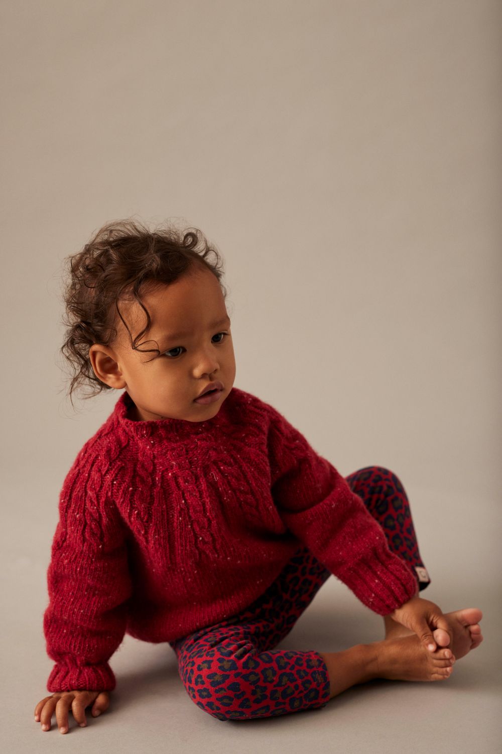 Animal Print Fleece Baby Leggings - Red Velvet