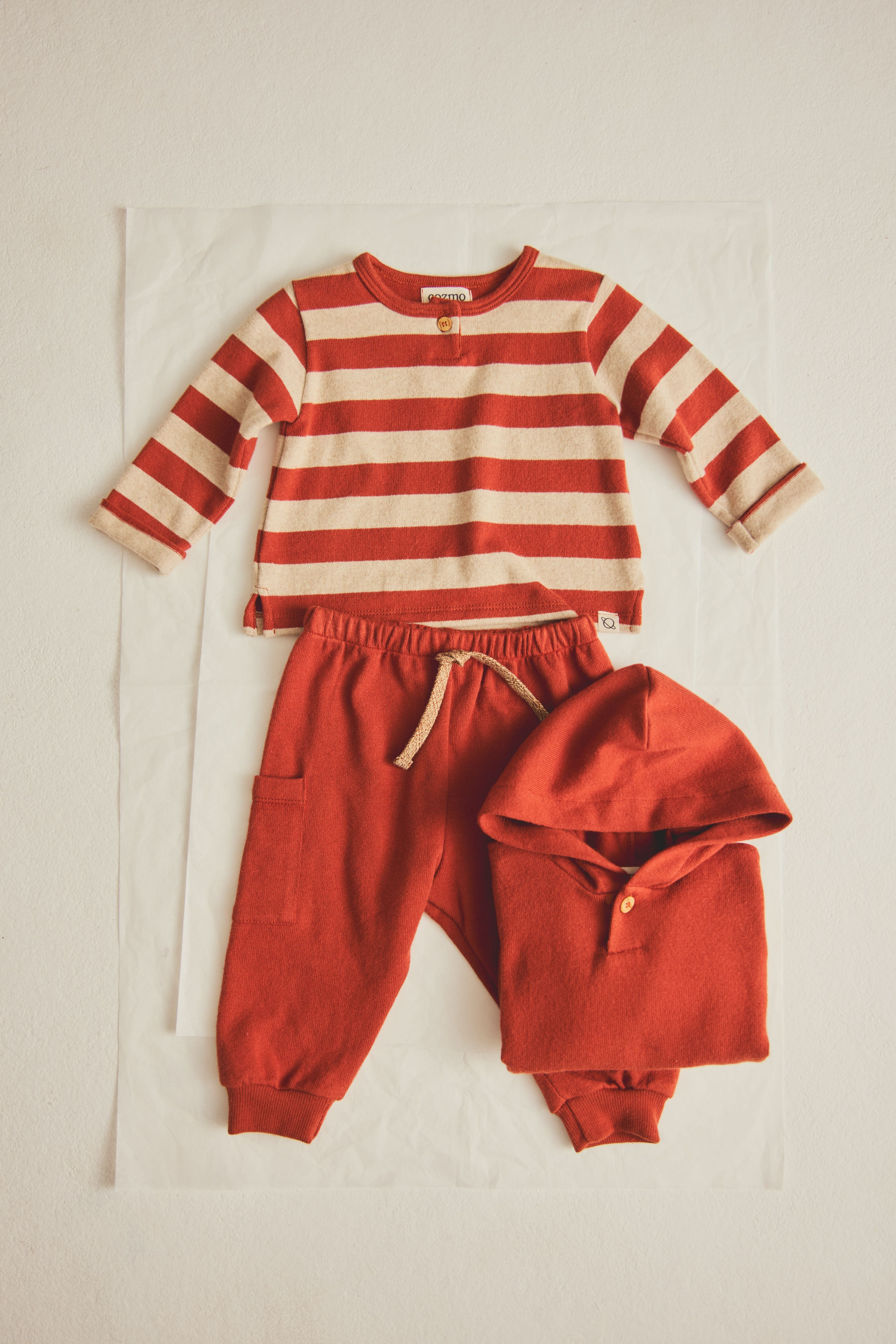 Leon Brushed Soft Knit Baby Hoodie - Ginger