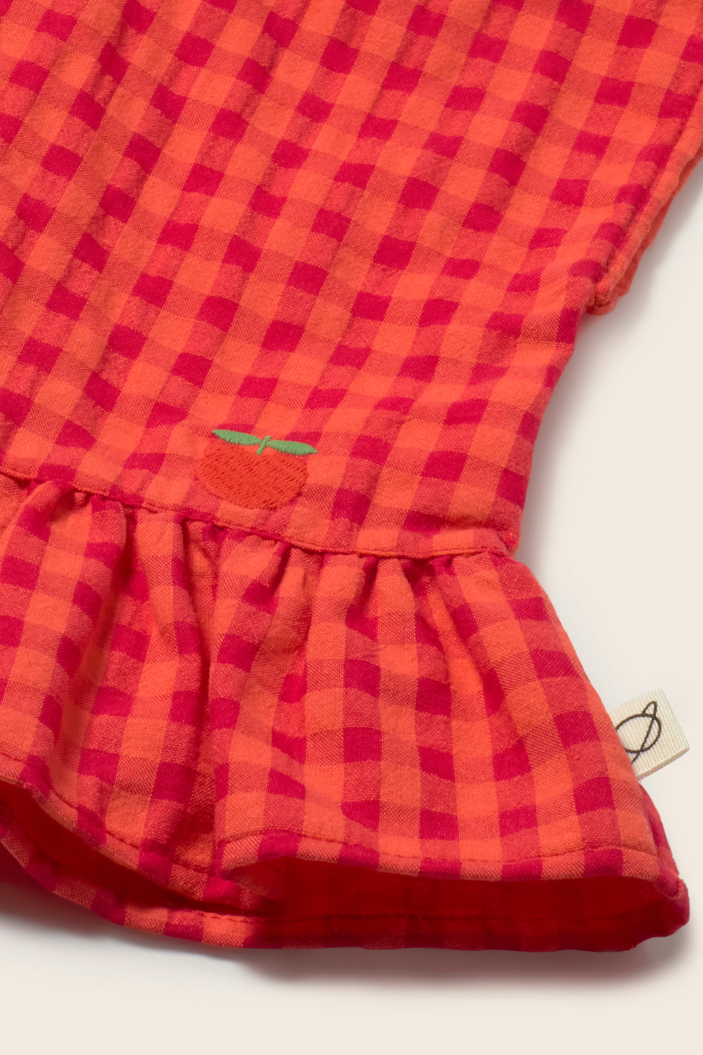 Lua Gingham Cotton Baby Shirt - Tomato