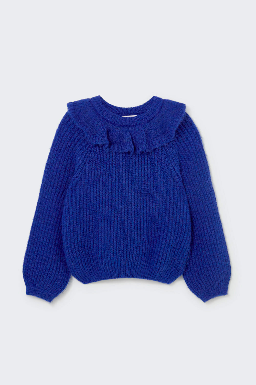 Lua Light Tricot Knit Collar Sweater - Bright Blue