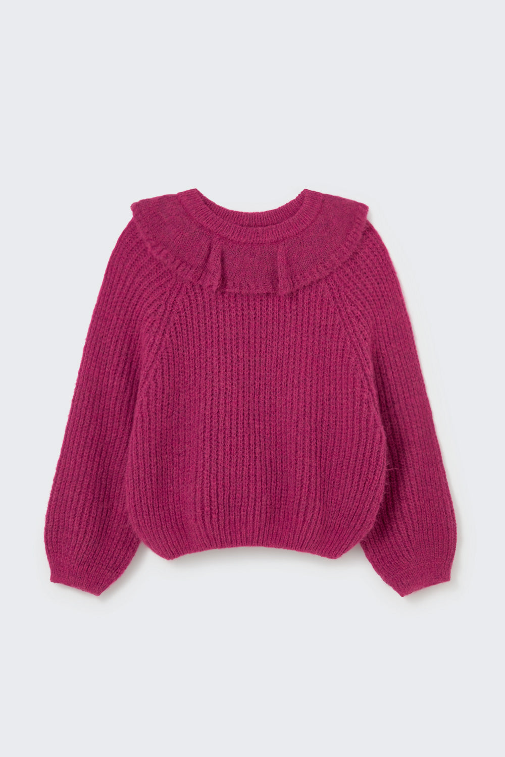 Lua Light Tricot Knit Collar Sweater - Prune