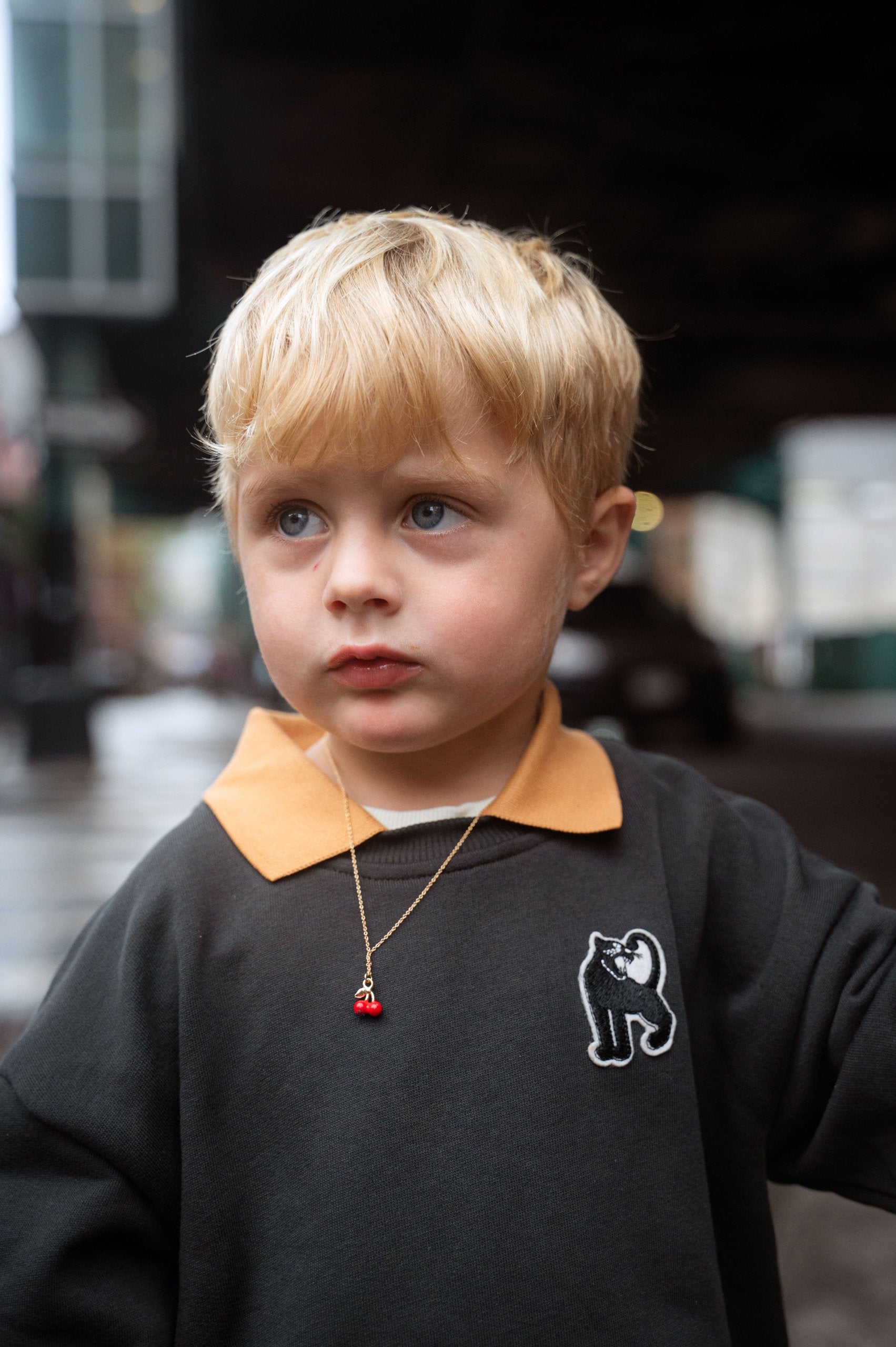 Panther Patch Collar Sweatshirt - Black