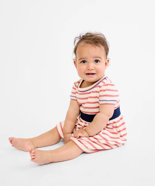 Mirren Baby Dress - Nautical Red Stripe