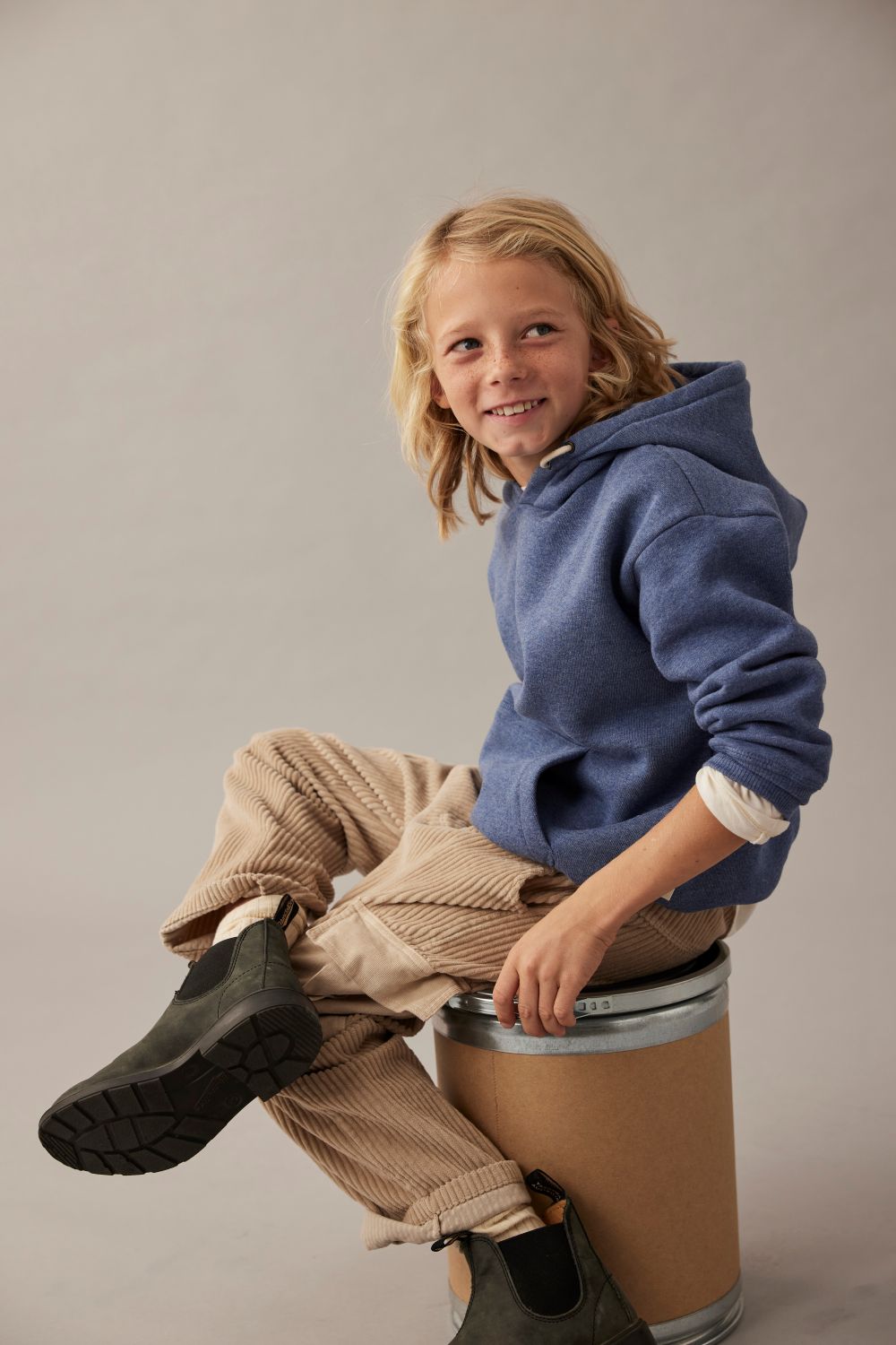 Mélange Fleece Hooded Sweatshirt - Chambray