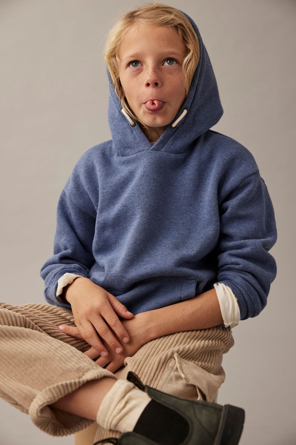 Mélange Fleece Hooded Sweatshirt - Chambray