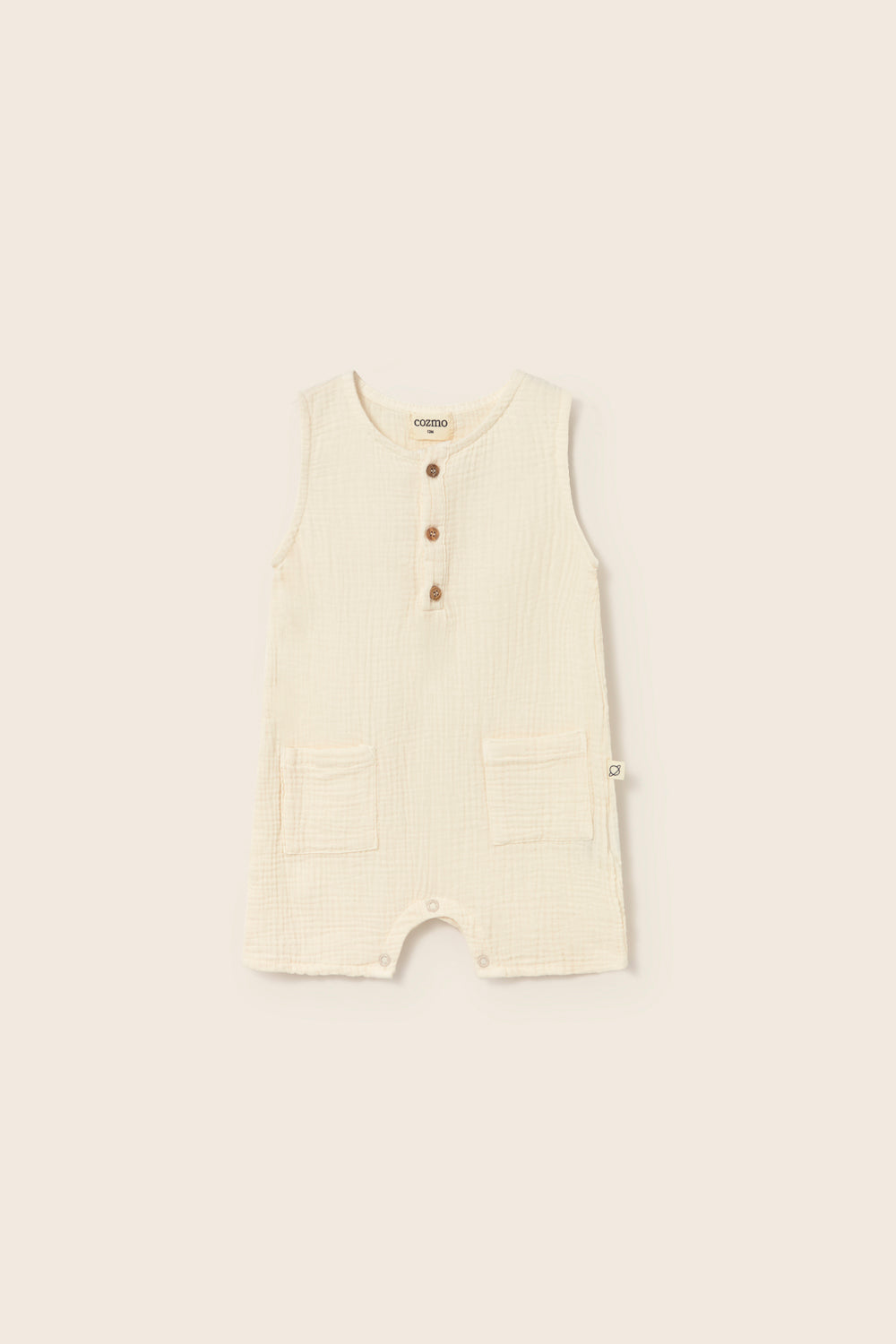 Pine Soft Gauze Cotton Baby Jumpsuit - Ivory