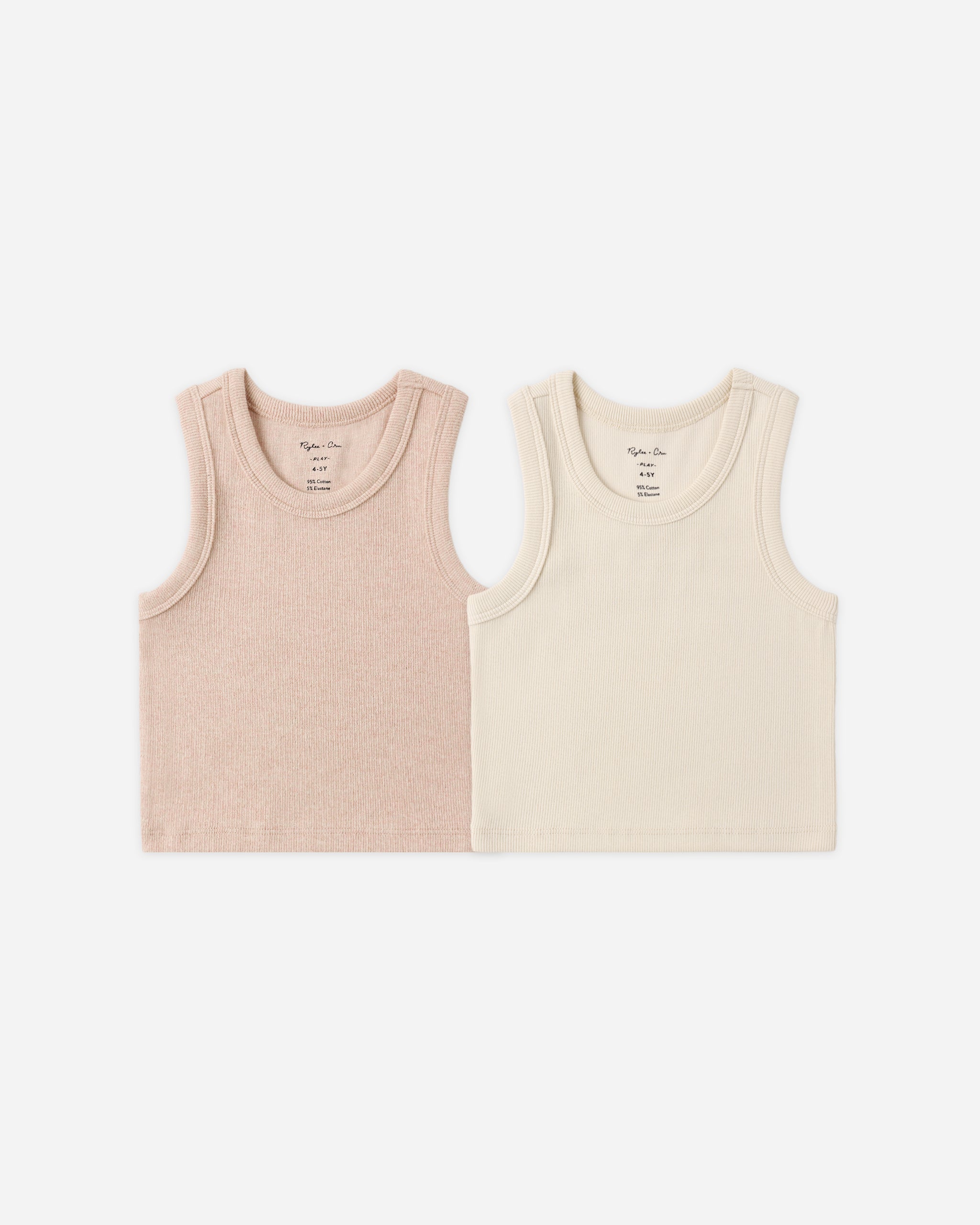 Ribbed Tank Set || Shell, Heathered Blush