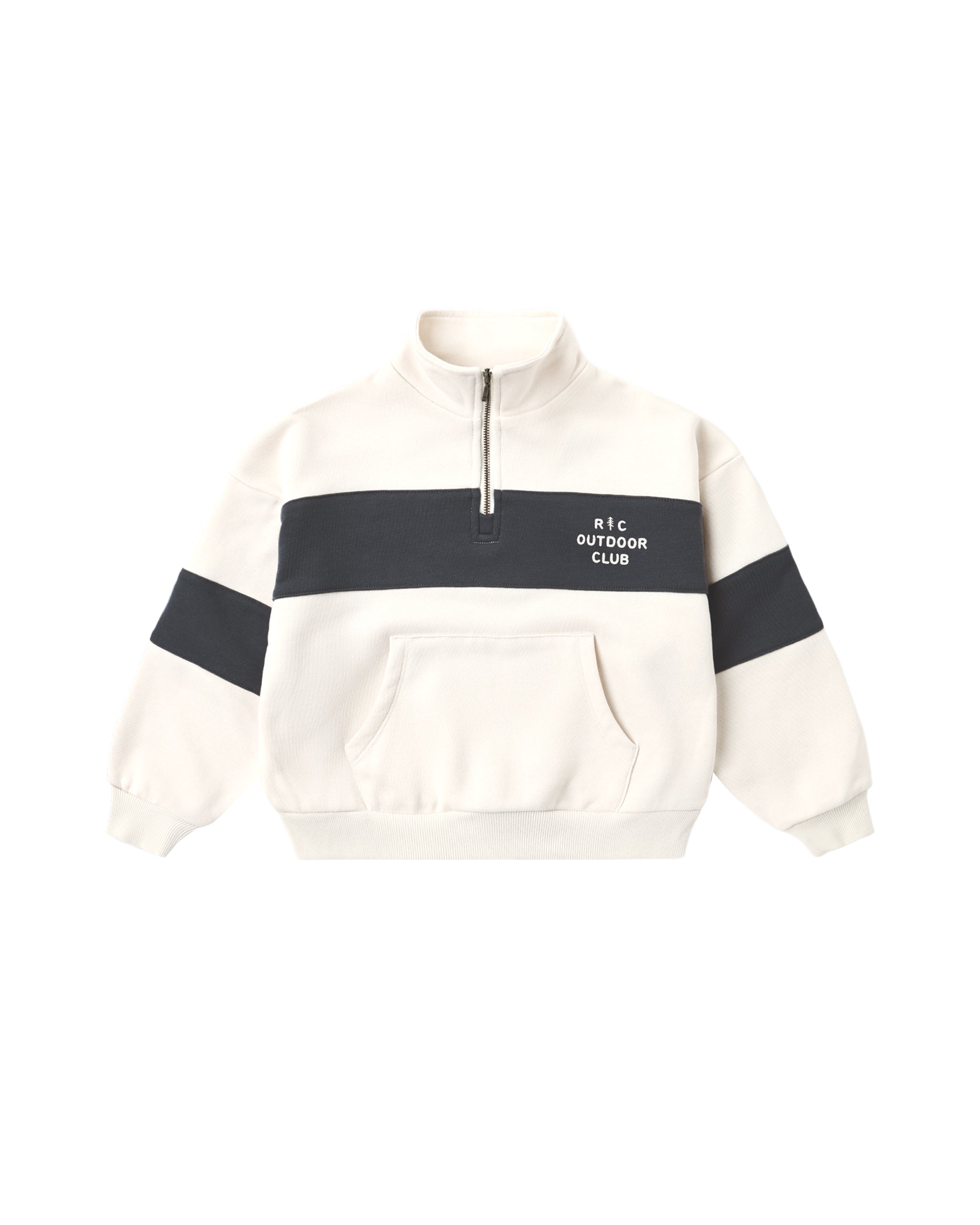Panel Stripe Half Zip Outdoor Club - Natural