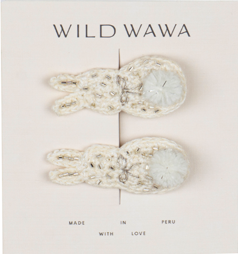 Crochet Clip Set - White Bunny