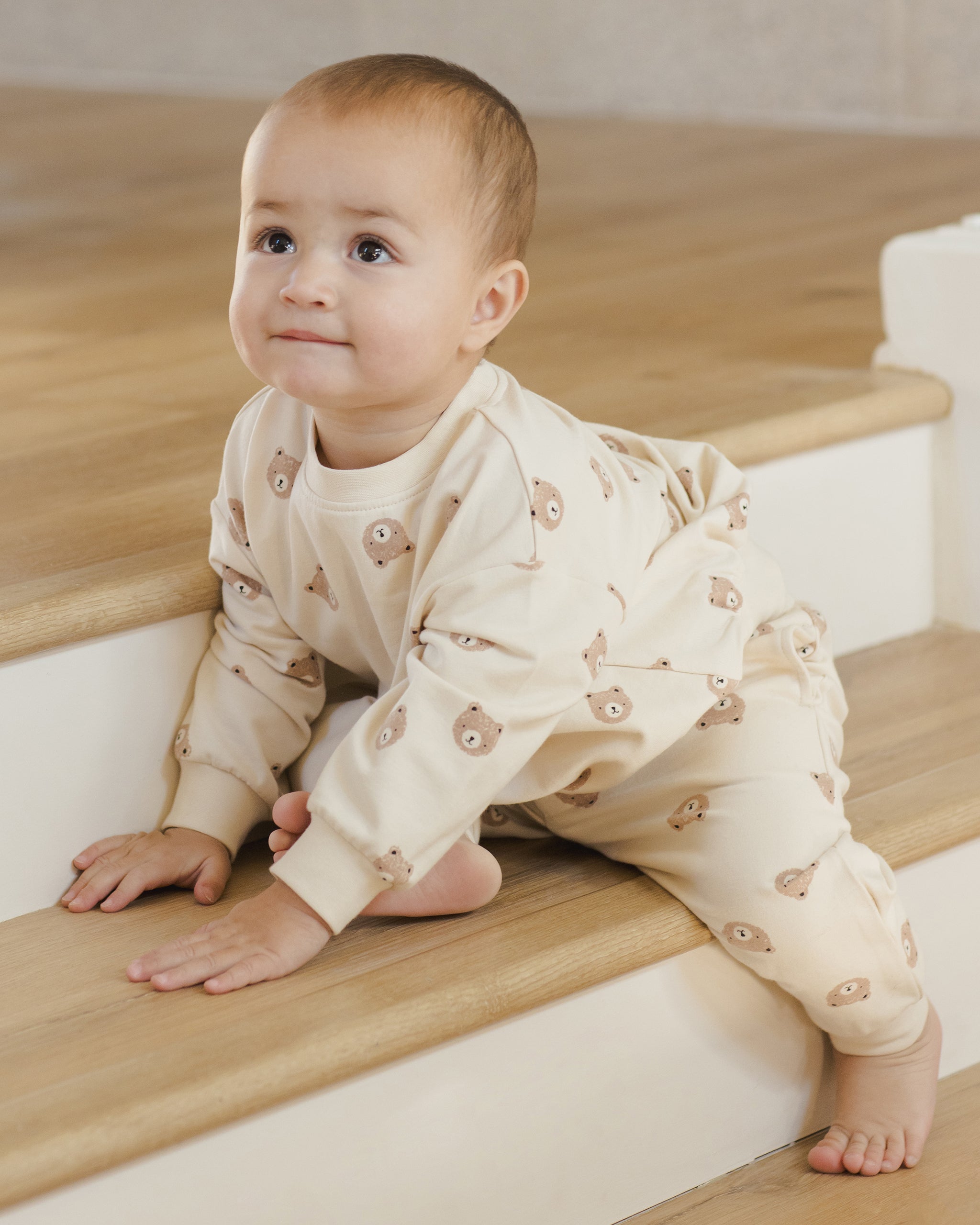 Relaxed Sweatshirt and Sweatpant|| Brown Bear